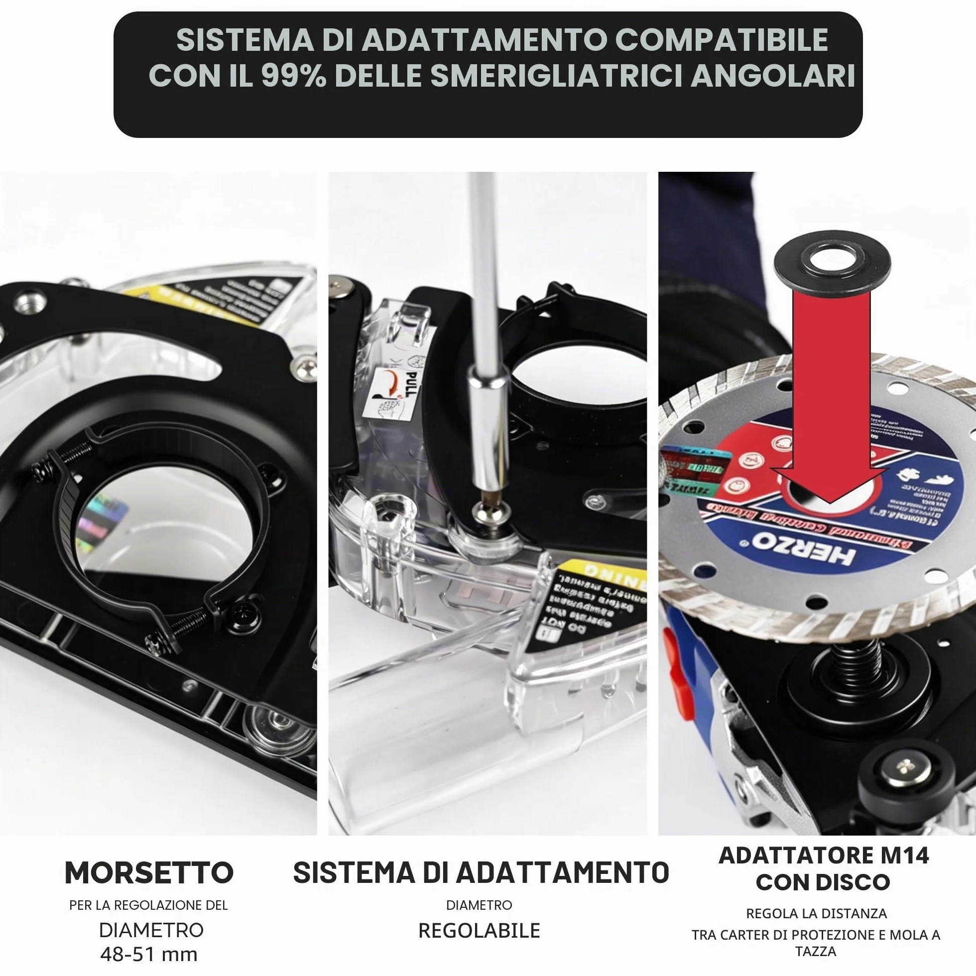 HERZO Cuffia Aspirazione con Slitta 115/125 mm