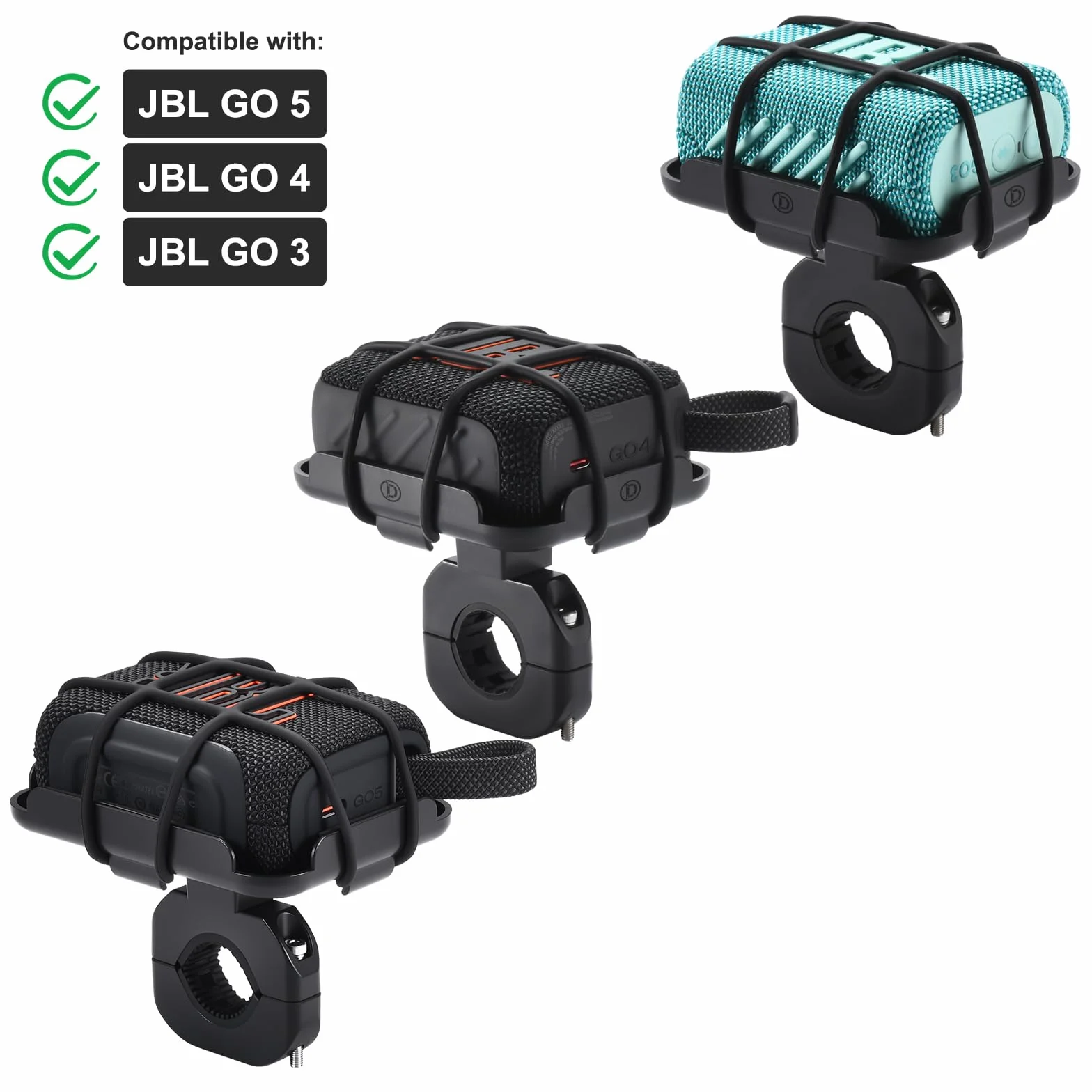 Supporto da bicicletta per JBL GO 5, Portatile Altoparlante Regolabile Staffa, per Bicicletta Manubrio/Adattatore Tubo