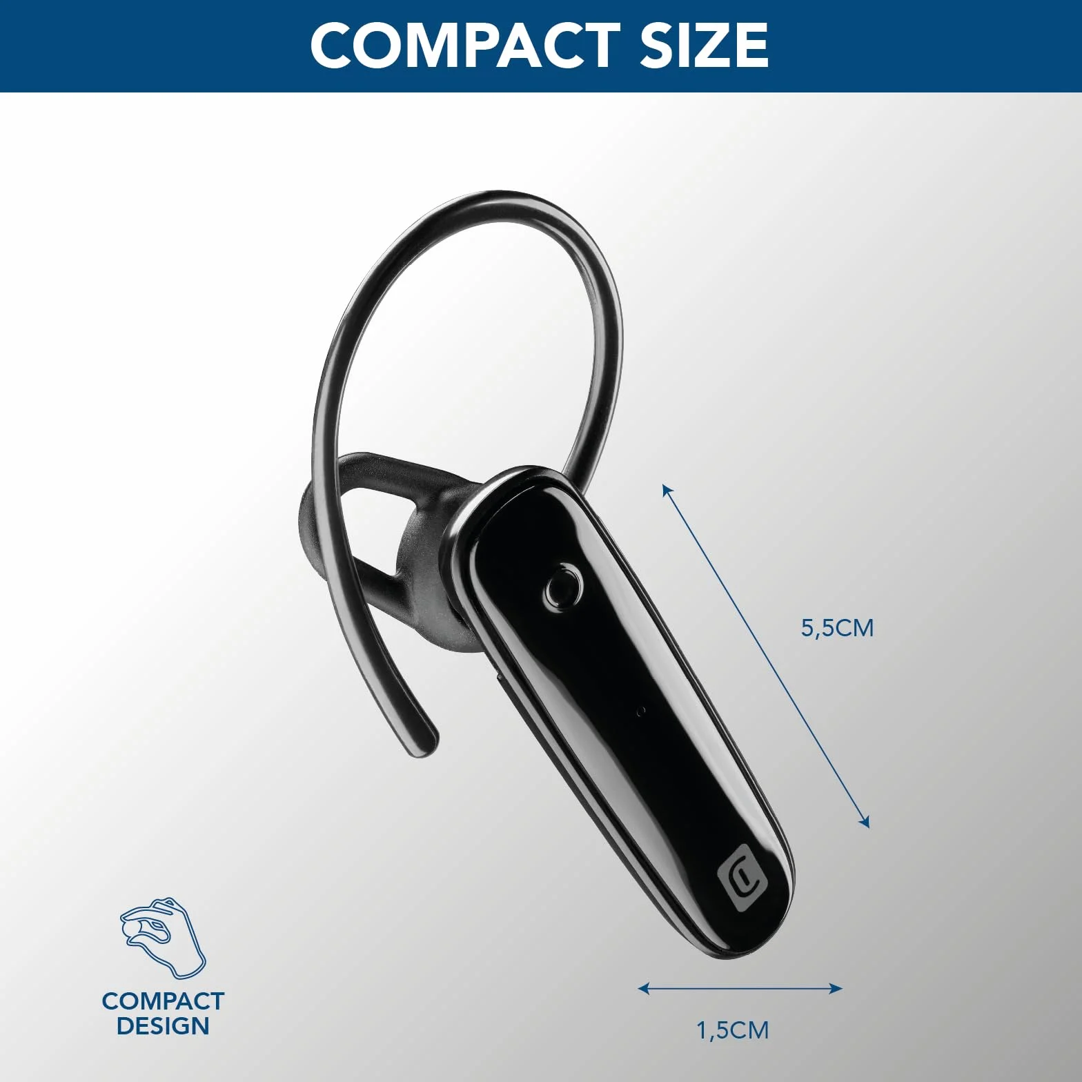cellularline | SCORE | Auricolare Bluetooth® Mono Ergonomico con Archetto Removibile - Play time 4 ore - Nero