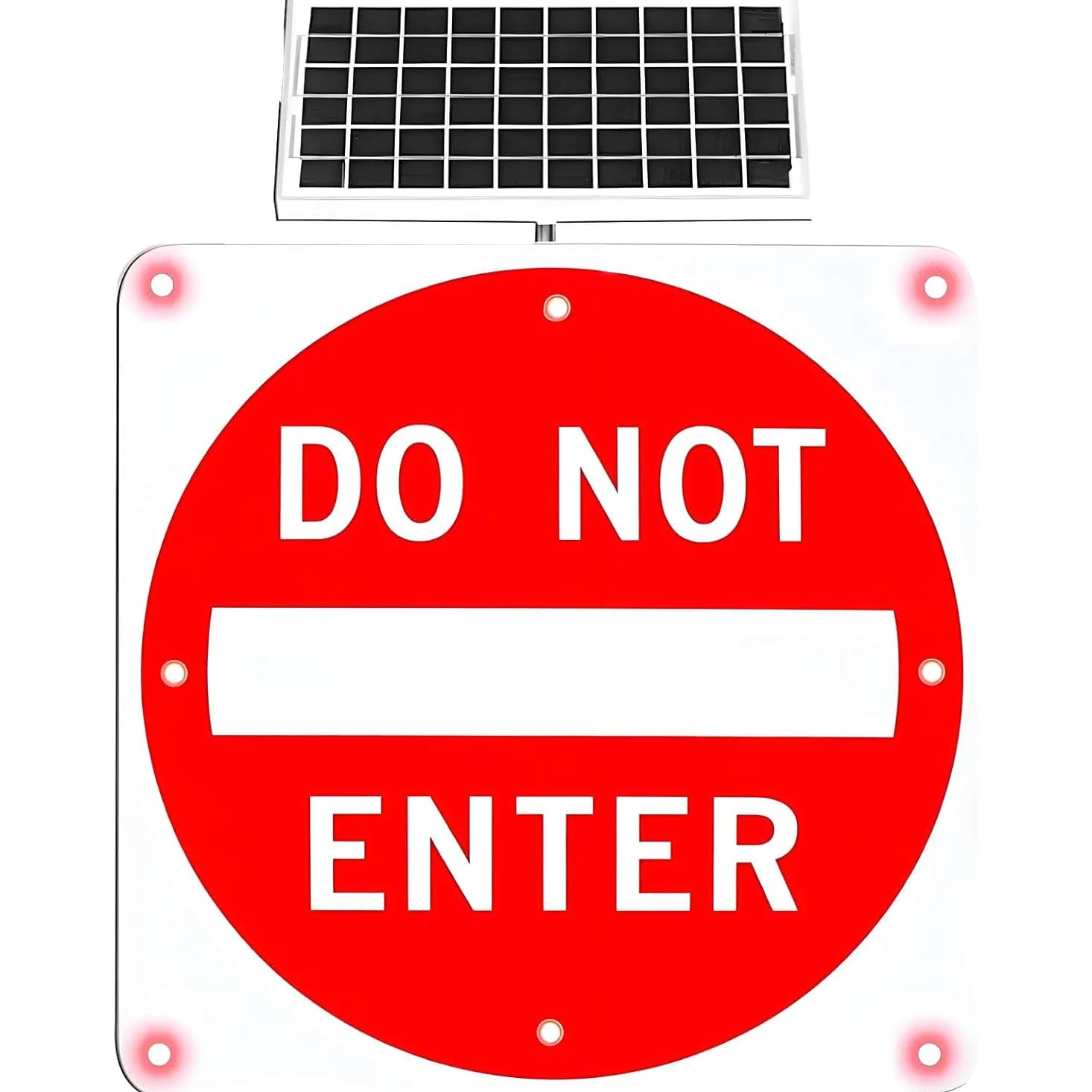 Cartello lampeggiante a LED con scritta Vietato l'ingresso alimentato a energia solare,struttura in alluminio resistente e antiruggine,12LED,cartello a LED con scritta Vietato l'ingresso 24in-1piece