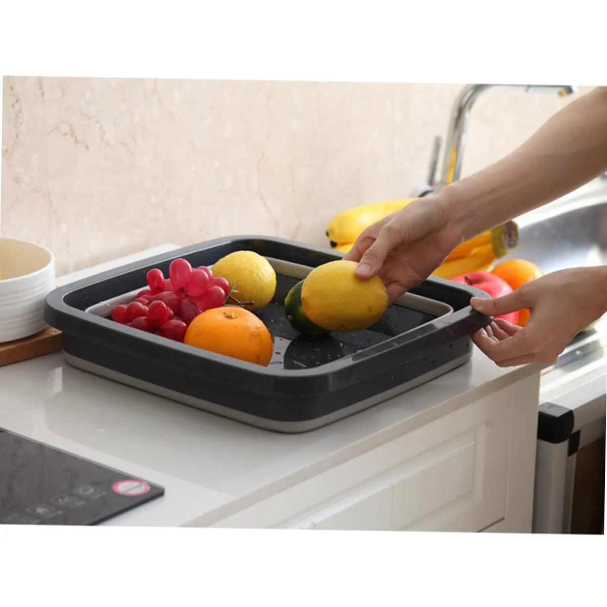 Homoyoyo Lavabo Pieghevole Bacinella in Plastica Design Antiscivolo e Stabili, per Uso Domestico e Viaggi, Salvaspazio e Portatile, Adatto a Lavare Mani, Frutta e Piatti