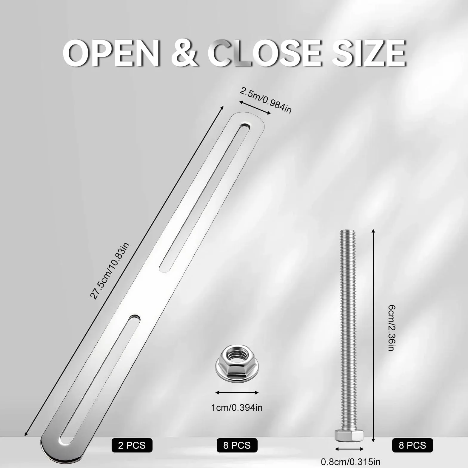 Set di 2 fissaggi per cassetta delle lettere, 275 x 24 mm, argento