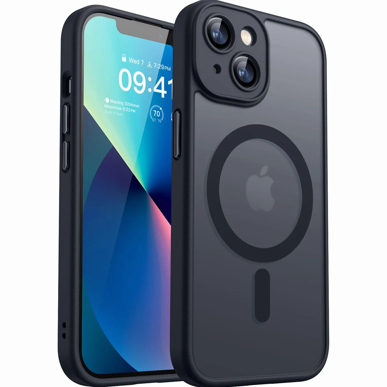 CANSHN Cover Magnetica per iPhone 13(6,1 Pollici), Compatibile con MagSafe, [Protezione Completa Della Fotocamera], Custodia Traslucida Opaca Protettiva Sottile Antiurto,Nero