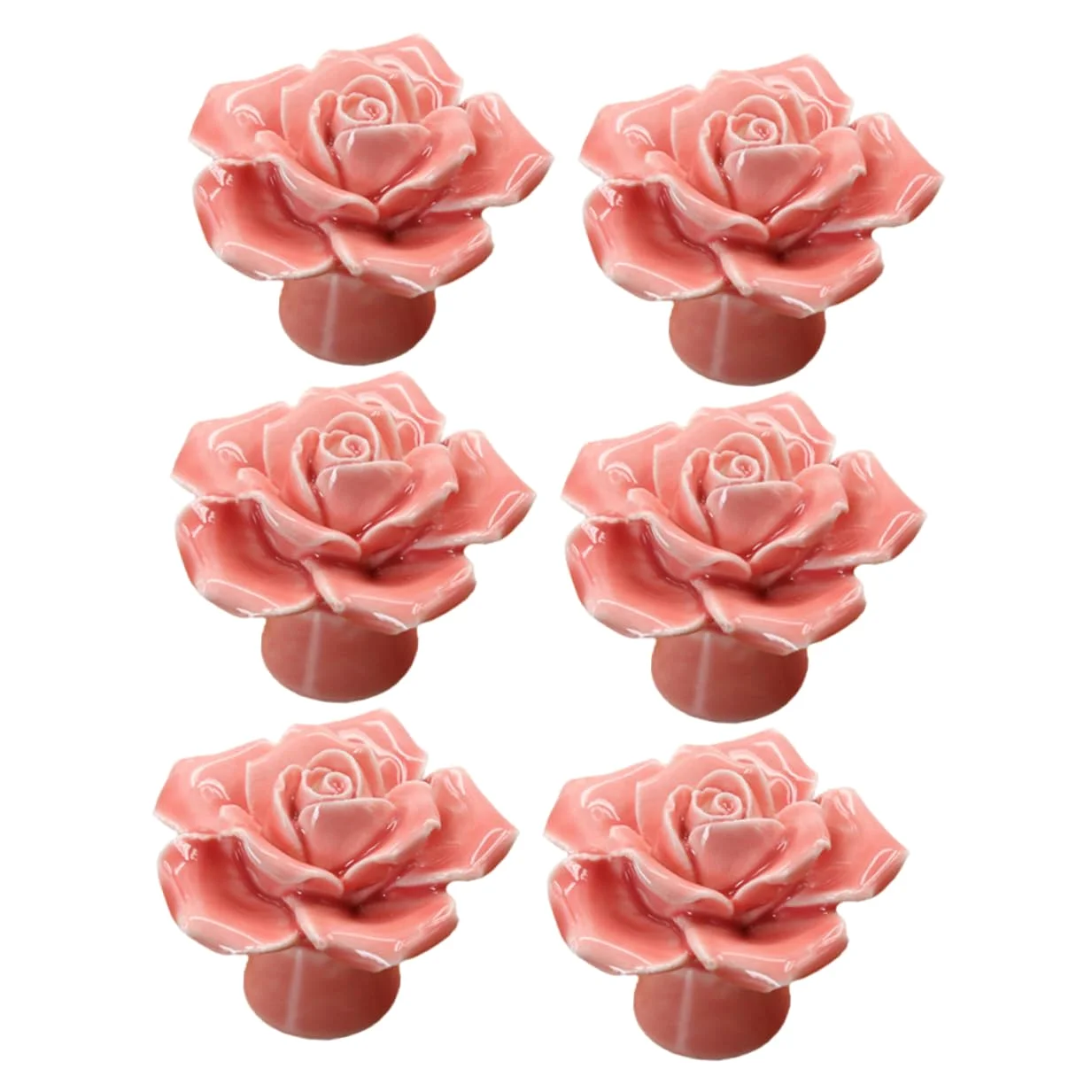 6 Pezzi Manico in ceramica rosa maniglia per tirare la porta pomelli per porte per armadi decorativo antico toeletta maniglia porta maniglie pomelli per cassetti