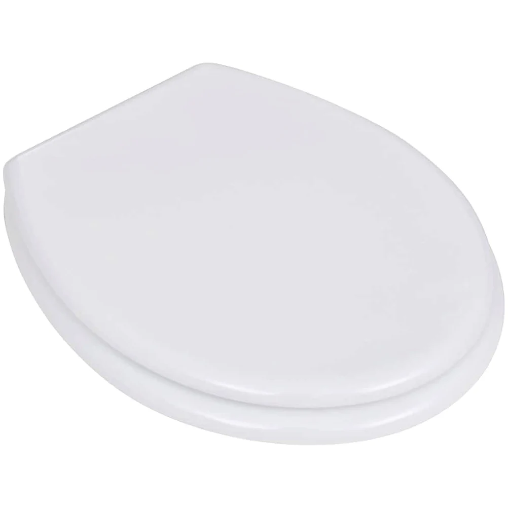 Sedile WC in MDF, bianco, confezione da 2 | Cerniere extra forti in zinco cromato, regolabili da 12 a 20 cm, facili da pulire, per famiglie e alberghi