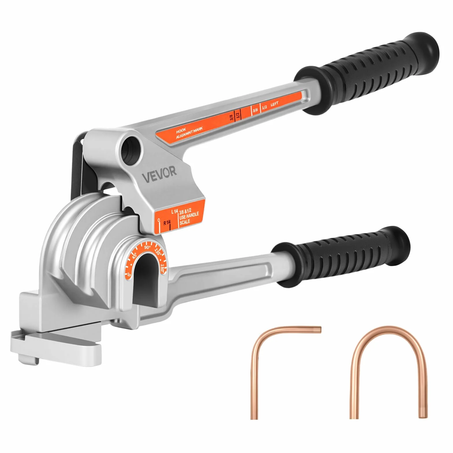 VEVOR Piegatubi Manuale, 6,35 mm 9,5 mm 12,7 mm di Diametro Esterno, Piegatubi a Leva, Utensile per Piegare Tubi in Rame e Alluminio a 180° per Riparazioni Automobilistiche, HVAC e Aria Condizionata