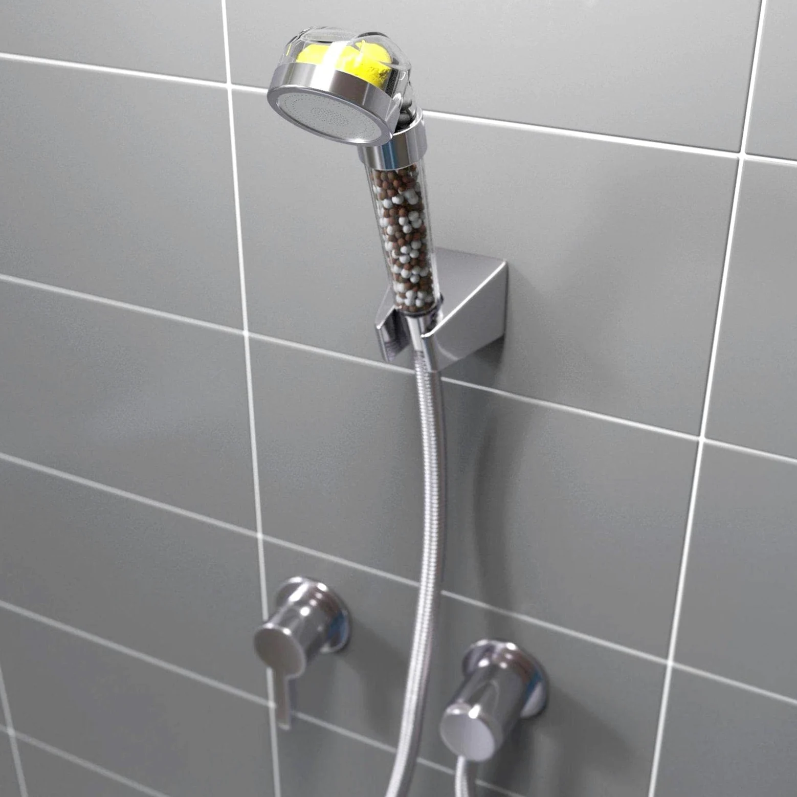 Spruzzatore Manuale Ad Alta Pressione con Filtro per Acqua Secca, Migliora L'erogazione dell'Acqua in Bagno Grazie al Filtro Erogatore, con 3 cartucce, 22 cm