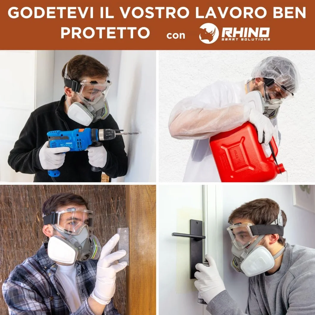 RHINO Smart Solutions Maschera antipolvere antigas riutilizzabile con filtri antiparticolato