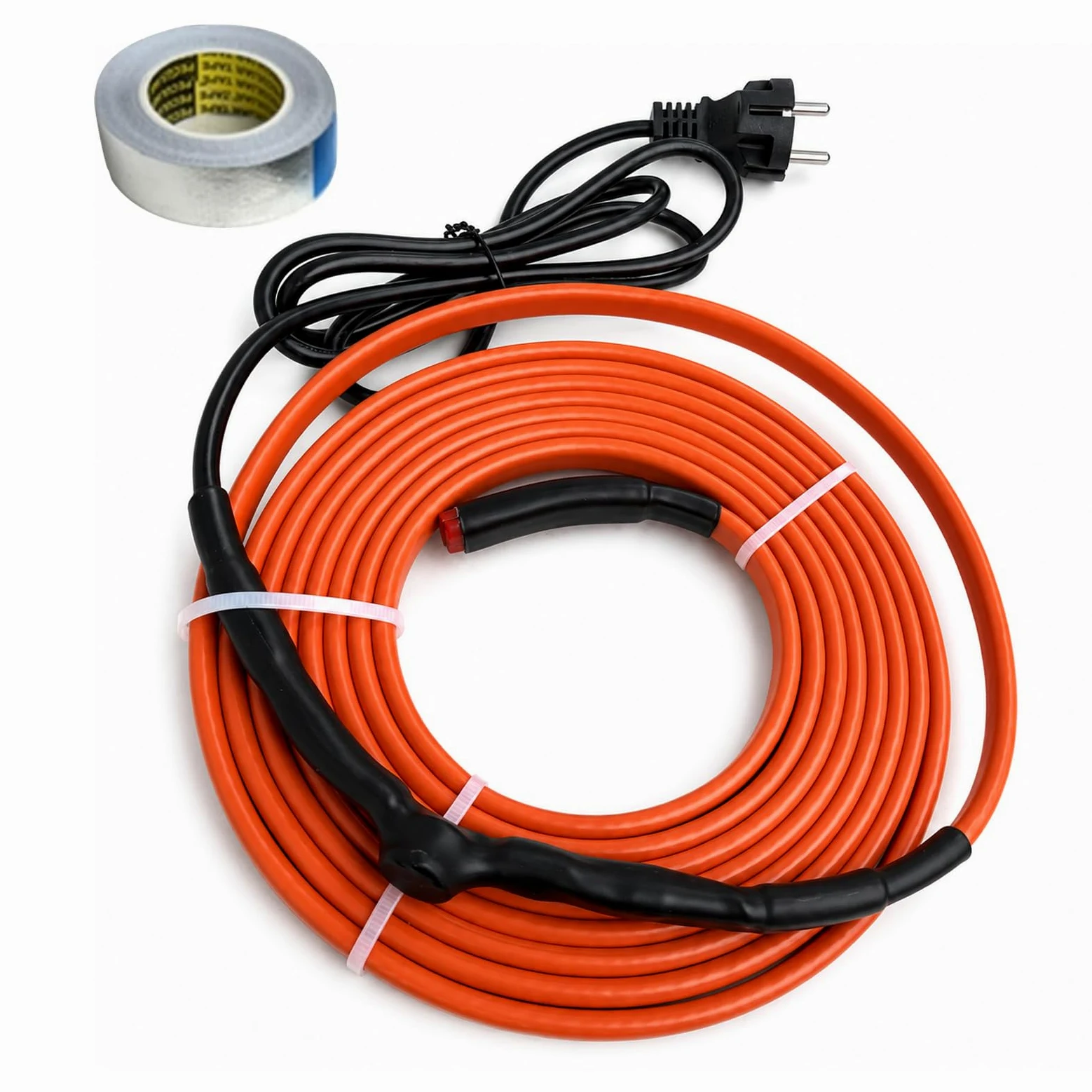Cavo riscaldante con termostato, banda riscaldante autoregolante, protezione antigelo, filo riscaldante impermeabile IP65, per la protezione di condutture d'acqua, grondaia e abbeveratoi (arancione, 6