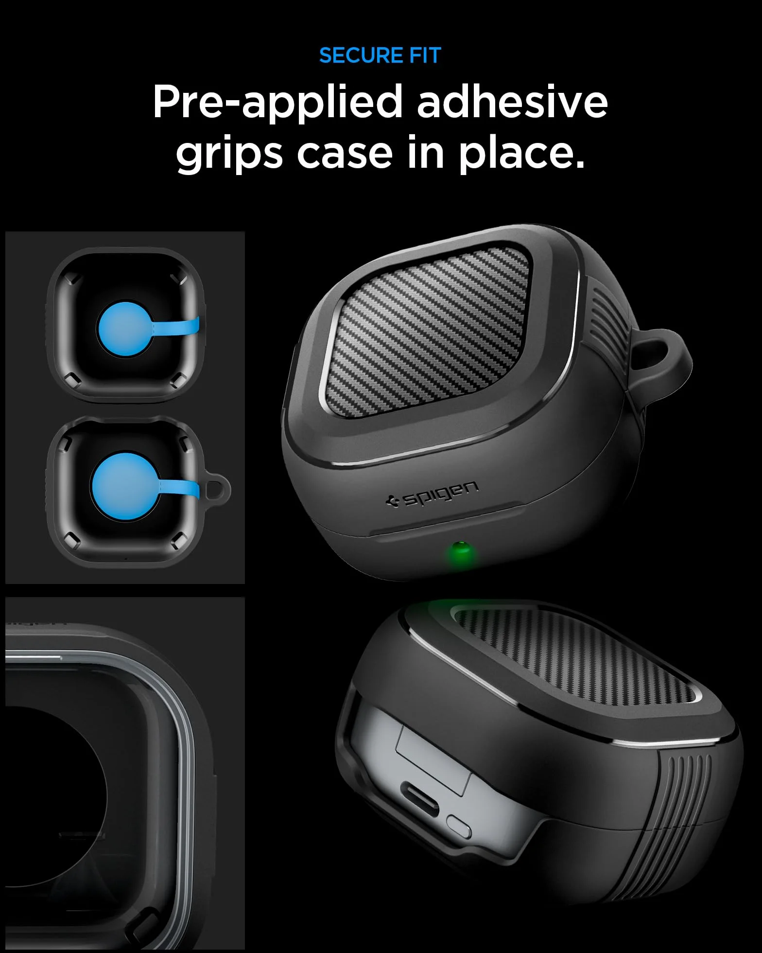 Spigen Cover Rugged Armor Compatibile con Samsung Galaxy Buds 4 Pro/Galaxy Buds 4 (2026) - Nero Opaco