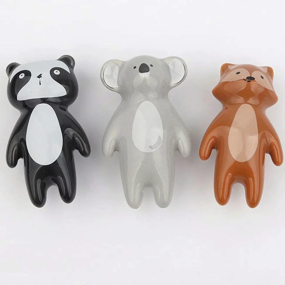 Pomelli in ceramica, 10 pezzi Pomelli in ceramica a forma di volpe Maniglie per mobili in stile animale del fumetto Maniglie decorative per porte del cassetto dell'armadio con viti(Koala)