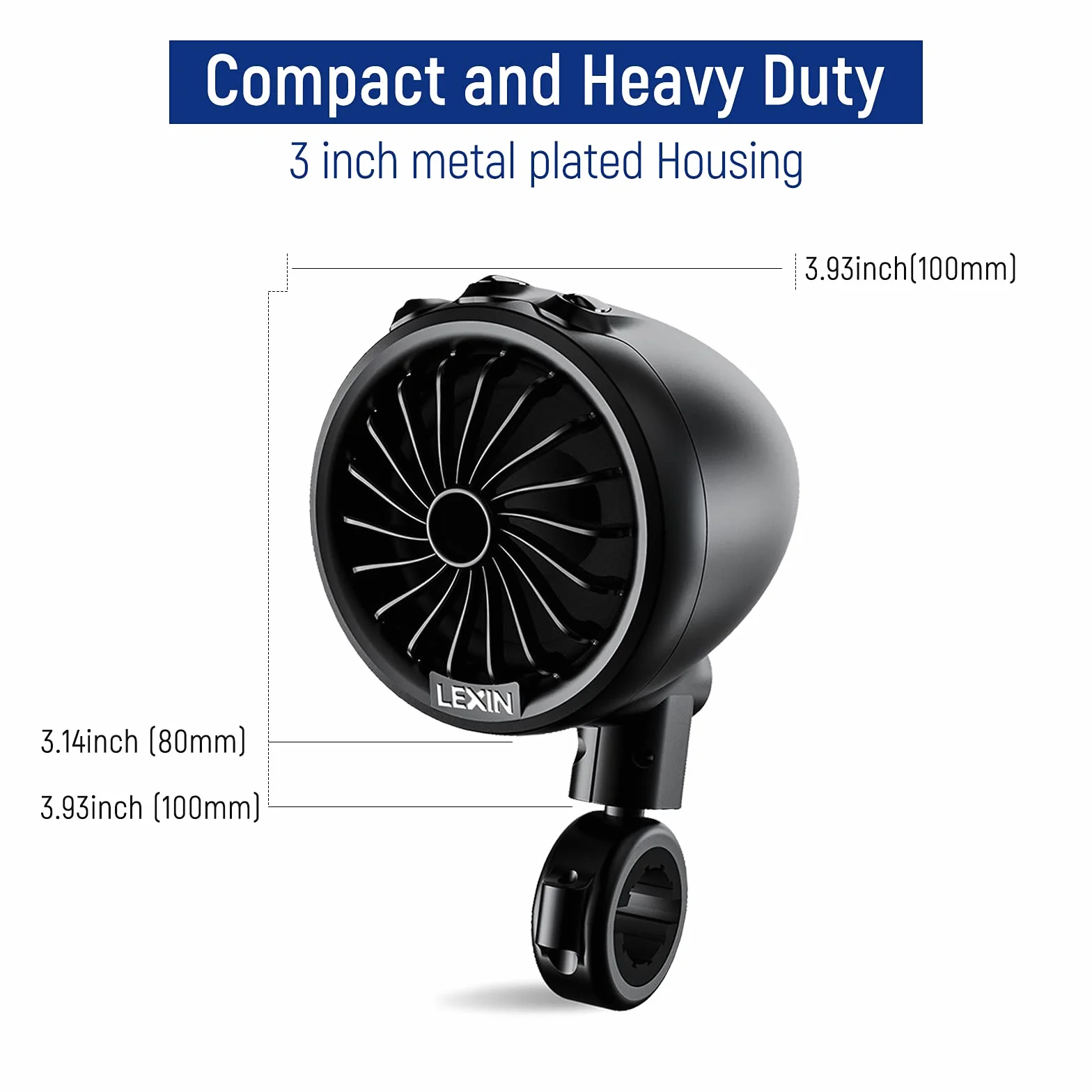 LEXIN Q3 Casse Bluetooth per Moto, impianto audio con indicatori LED, altoparlanti Bluetooth per moto, impianto altoparlanti moto adatto per manubri da 7/8" a 1-1/4"