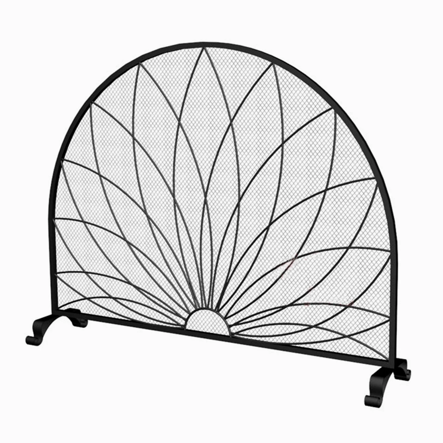 Schermi per Caminetti di Guardia Schermo for camino ad arco nero Nero Metal Mesh Design decorativo Schermo camino for case moderne e classiche - Porte di sicurezza - Robusto ferro battuto Accessori pe