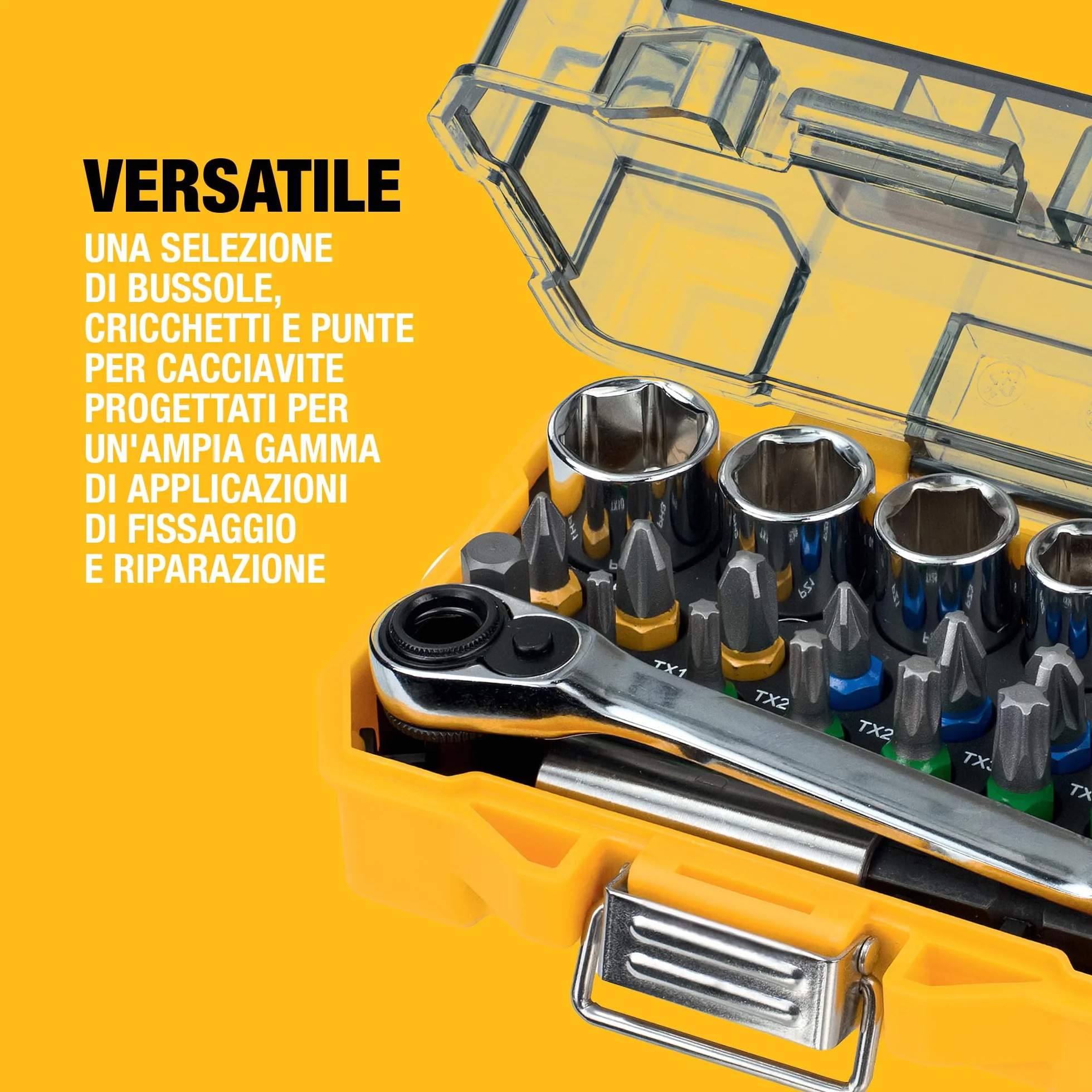 DEWALT Set di chiavi a bussola e cacciaviti extra piccoli da 25 mm (24 pezzi), DT71516-QZ