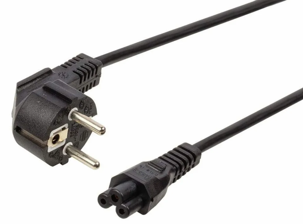 PremiumCord Topolino 230 V 1 m, Cavo di Alimentazione con Contatto di Messa a Terra Angolato su Presa C5, IEC 320, Cavo di Alimentazione PC a 3 Pin, Nero