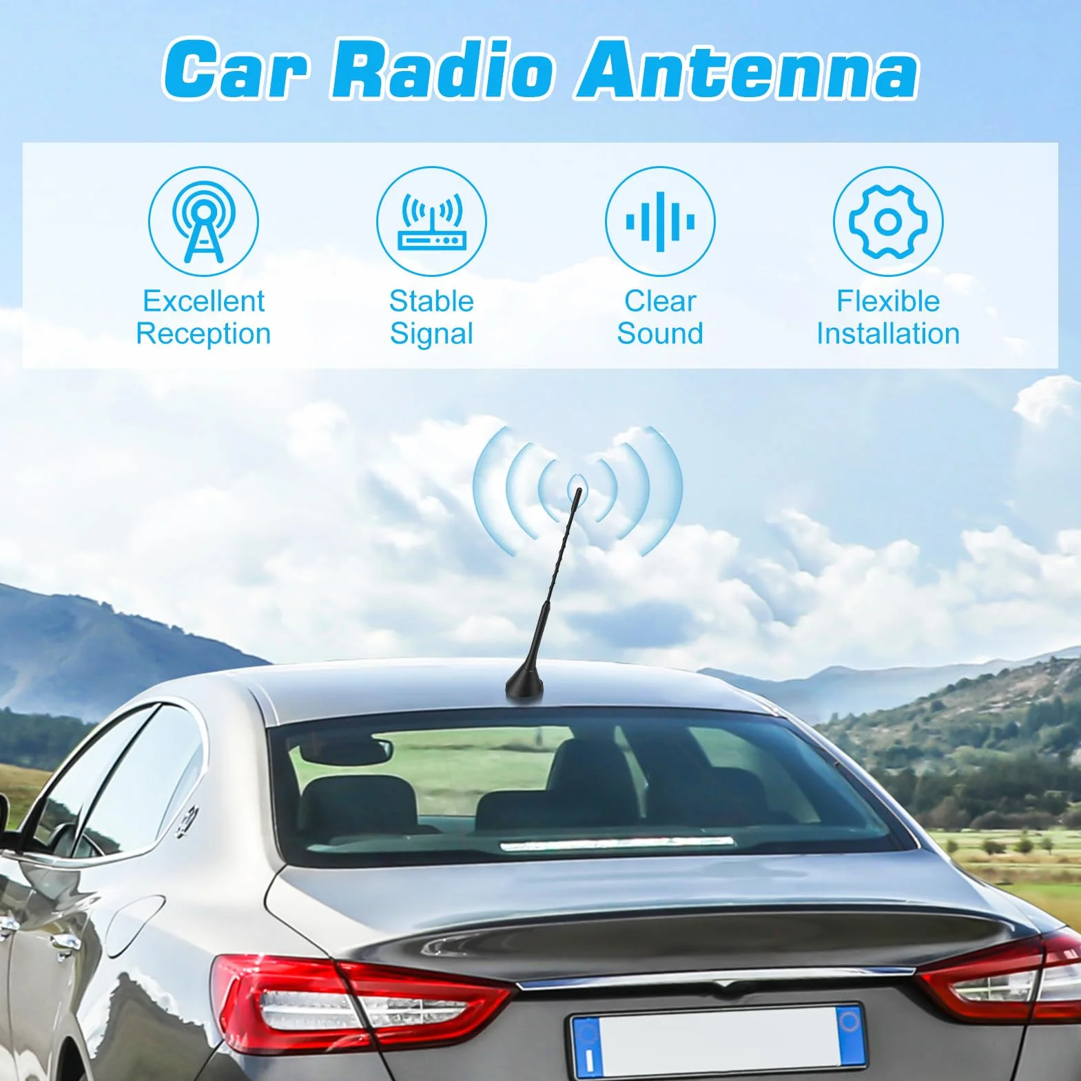 Yosoo Health Gear DAB DAB+ Antenna Auto, Digitale Antenna per Autoradio con 5m Cavo Coassiale, Connettori SMB/SMA e Presa DIN, Amplificatore Divisore Segnale Autoradio