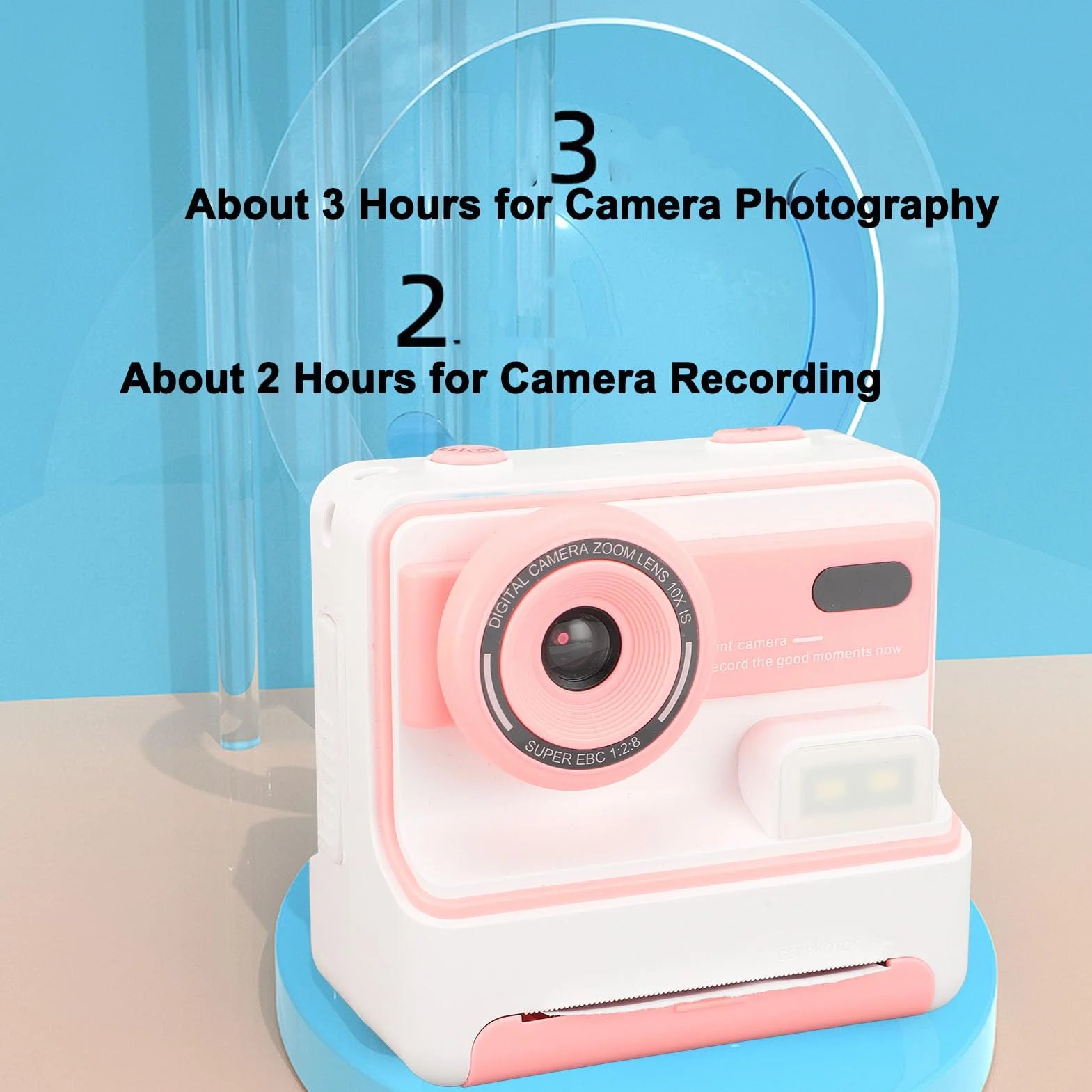 Fotocamera a Stampa Istantanea, Regali di Compleanno di Natale per Ragazze e Ragazzi, HD 1080P 48MP Schermo da 2,4 Pollici Zoom 16X Flash Videocamere Digitali per Bambini (PINK)