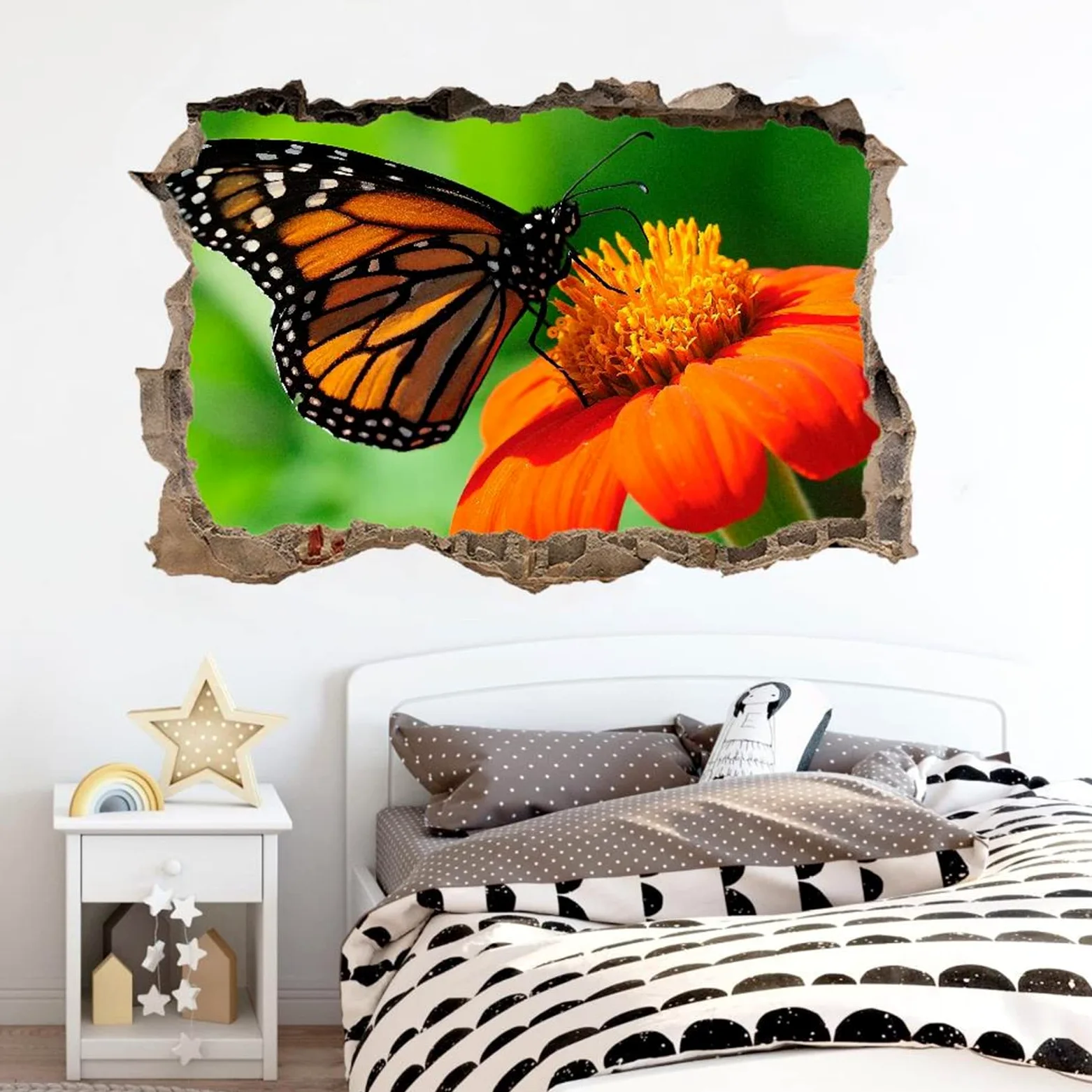 Decorazione Da Parete 3D, Farfalla Stanza Delle Autoadesivo Della Parete Smontabile Fiore Decalcomanie Per Camera Da Letto Per Bambini Nursery Decorazioni Per Matrimoni Regalo 75x113cm