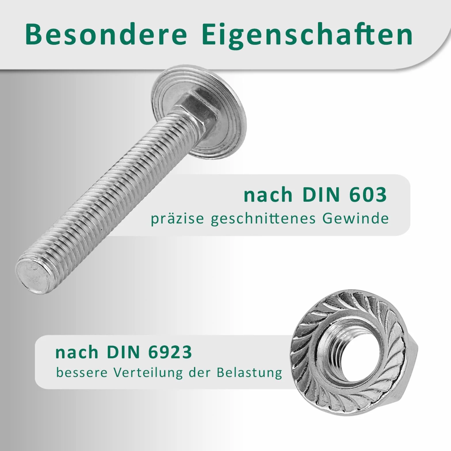 Viti a testa tonda M6 x 70 mm DIN 603 con dado flangiato M6 DIN 6923 acciaio inox A2/V2A