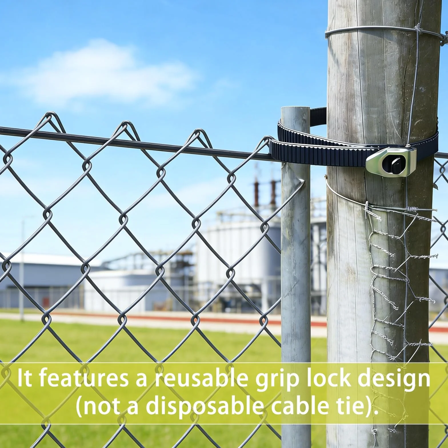 Heavy-Duty Ratchet Zip Ties, 20 Inch Reusable Stainless Steel Buckle Tie-Down Straps, Adjustable Connectable for Fencing Poles Pipes Roof Racks (6pc)