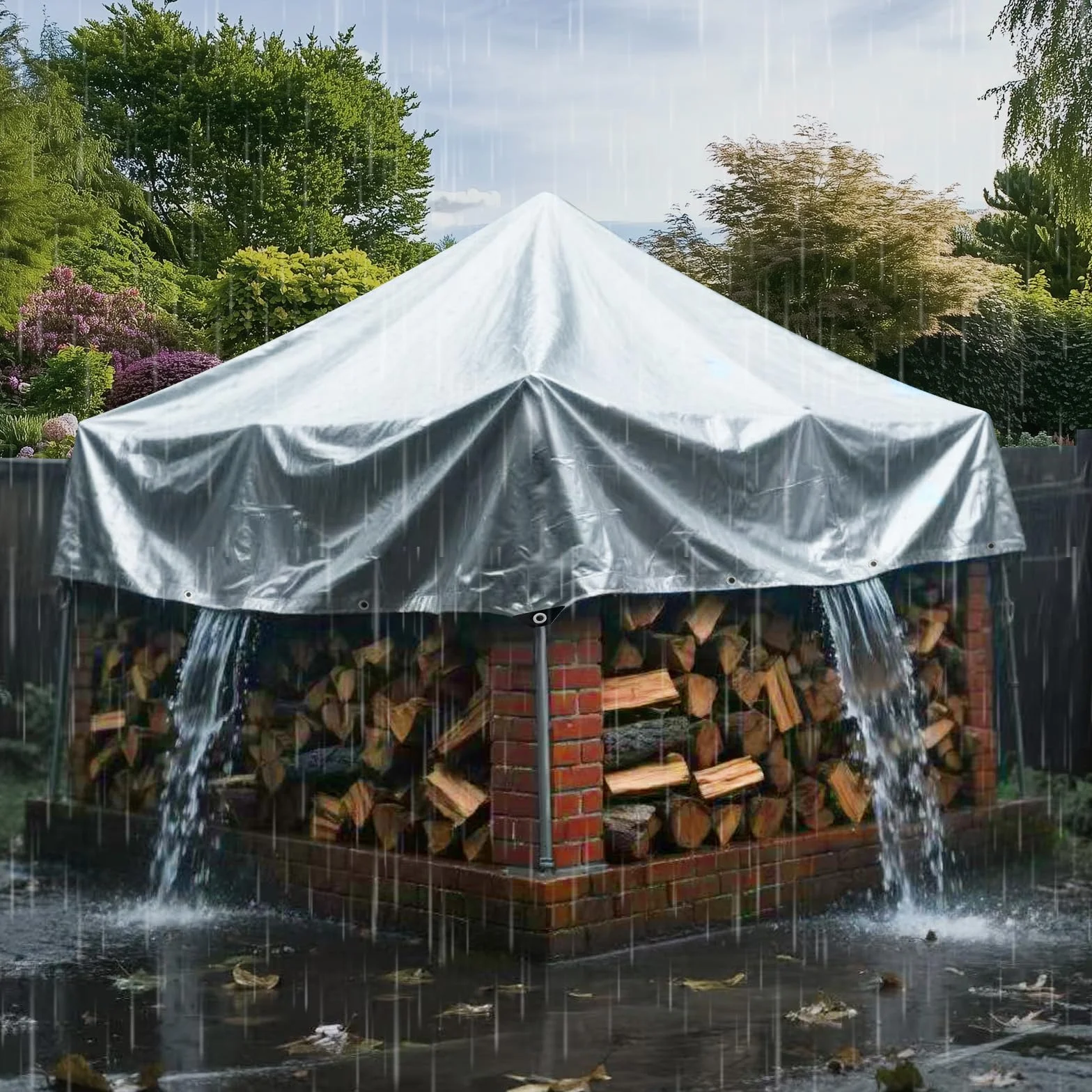 Telone Impermeabile per Esterno 2x4 m Telo Occhiellato Rinforzato in PE 160g/m² Copertura per Piscina Auto, Mobili da Giardino, Antipioggia e Antivento