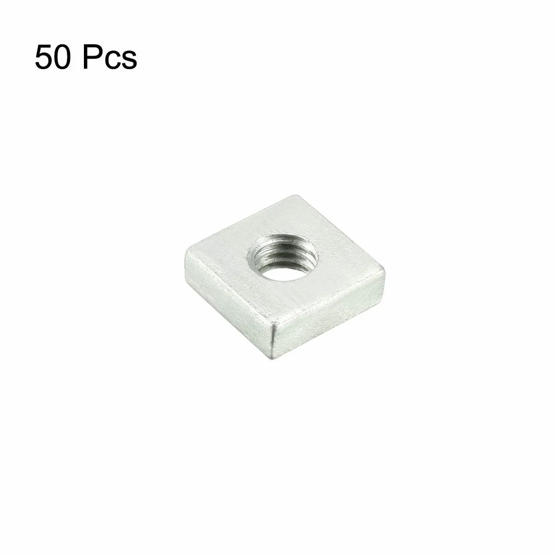 Square Nuts M6 x 12 x 4 mm Metric Coarse Thread Zinc Plated 50 Pcs