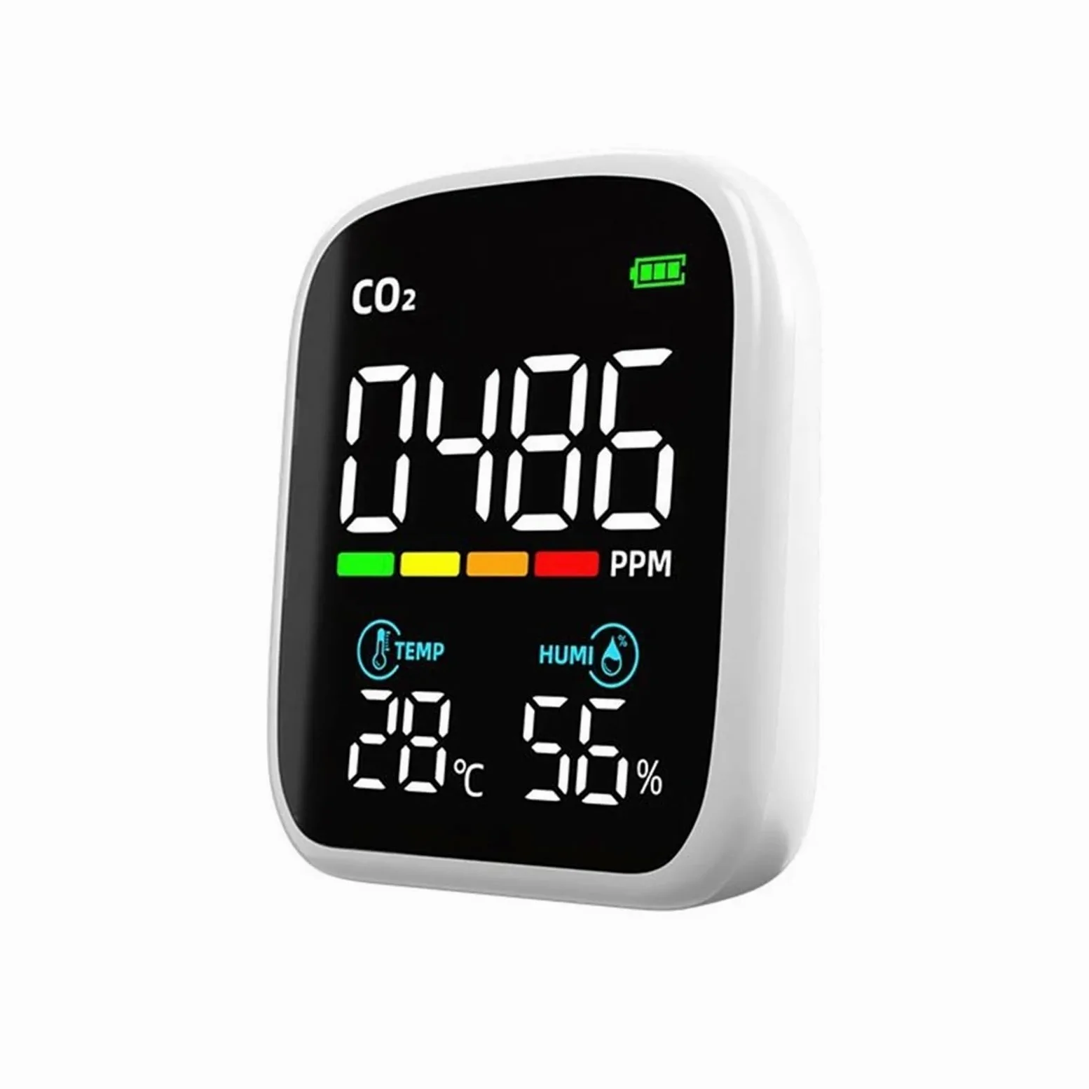 Misuratore Qualità dell'aria, Monitor CO2 Monitor anidride carbonica 400-5000PPM Sensore NDIR Monitor a qualità 'aria 70 * 84 * 35 mm per Casa Cucina Ufficio Auto(3 in 1)