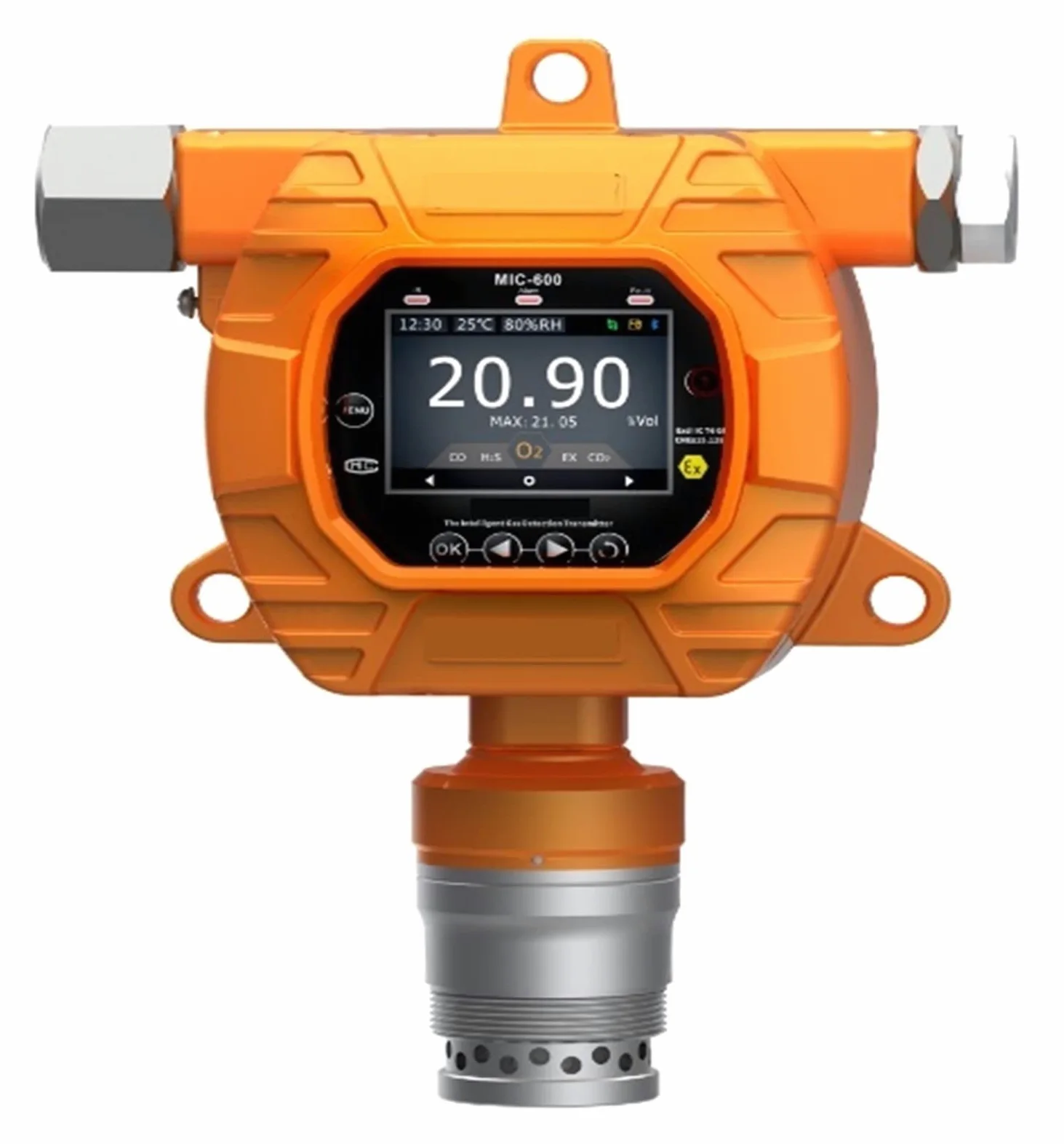 Monitor gas, rilevatore perdite gas, Rilevatore di ossigeno di grado industriale Ottico ad alta temperatura Concentrazione di ossigeno Rilevatore di ossigeno, 0-30%Vol; W LED Allarme per casa, camper,
