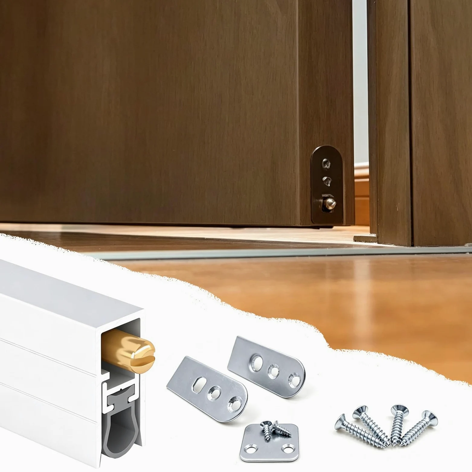 Paraspifferi Sottoporta Guarnizione Inferiore Della Porta a Forma di U per Fessure da 0-14 mm, Guarnizione Automatica a Scomparsa Regolabile per Porte, Guarnizione | 91cm(35 3/4")