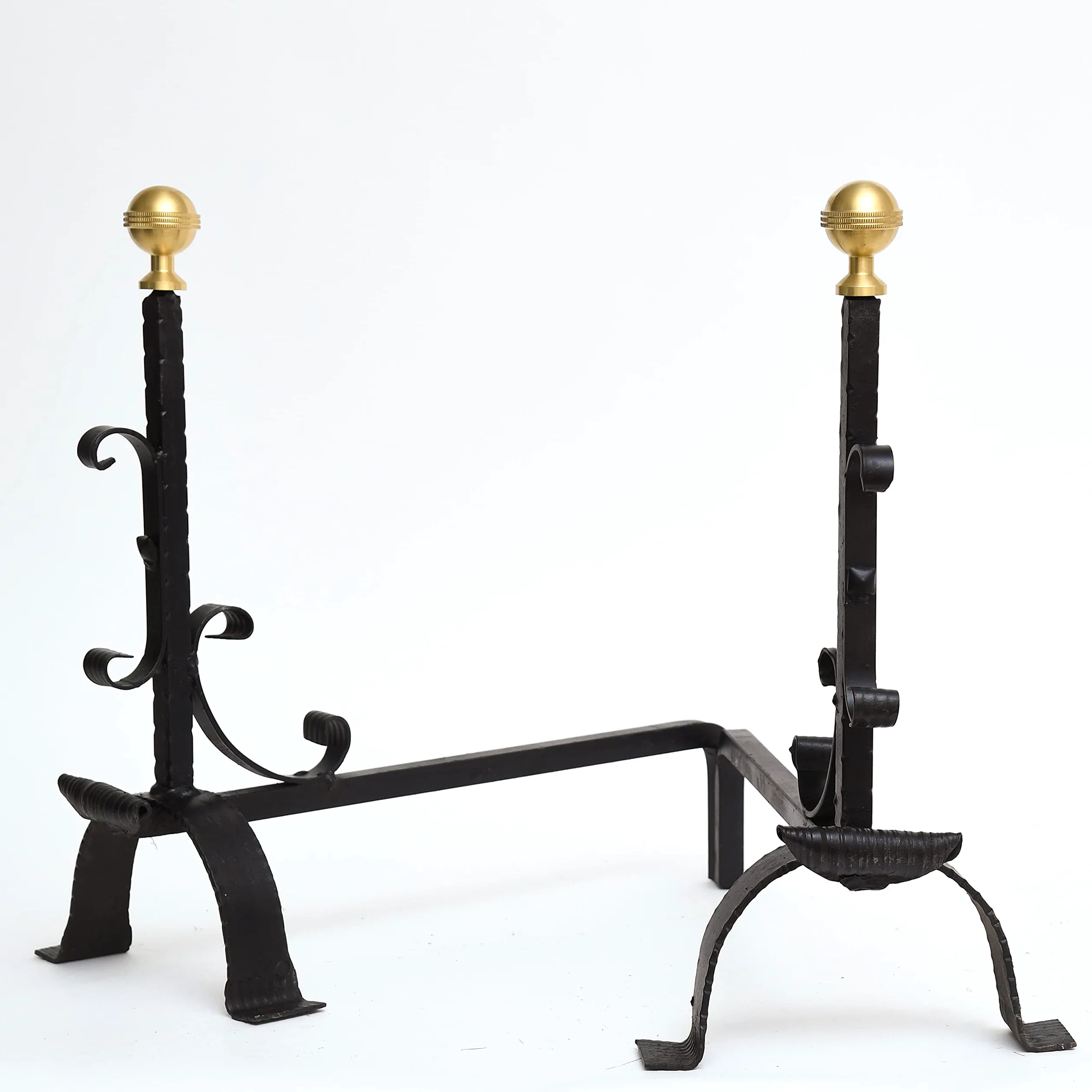 Set accessori camino completo, ferro forgiato con pomo,pesante