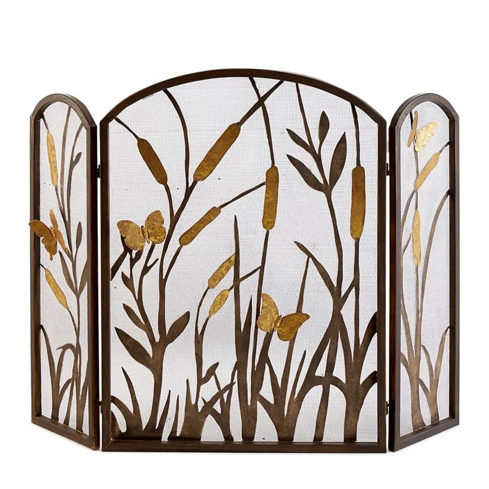 Schermi per Caminetti di Guardia Schermo fattorino camino con rete for rendere la vecchia farfalla cattail decorazione camino copertura protettiva copertura cavo recinzione partizione Accessori per Ca