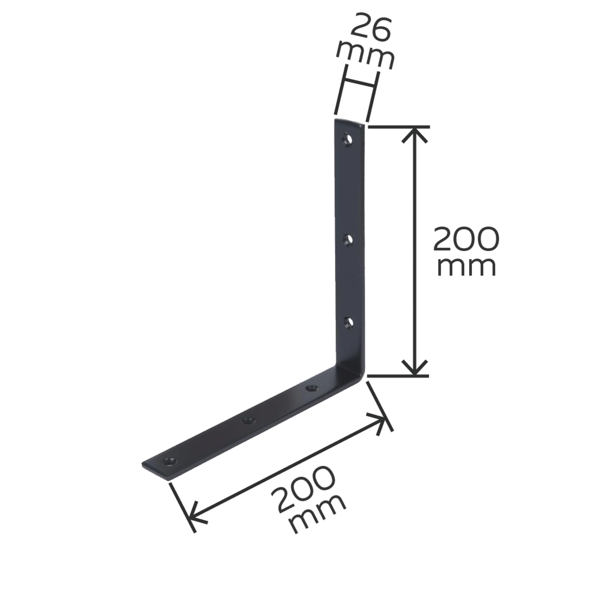 Alberts 329358 Angolo di apertura - nero - rivestito in plastica - 200 x 200 x 26 x 5 mm (Confezione da 6)