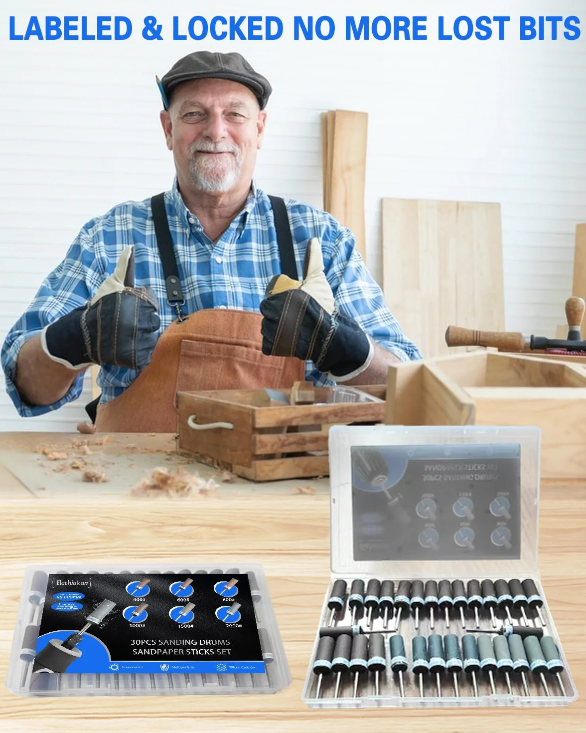 Set di 30 tamburi abrasivi Dremel con gambo 1/8" per plastica legno metallo rettifica