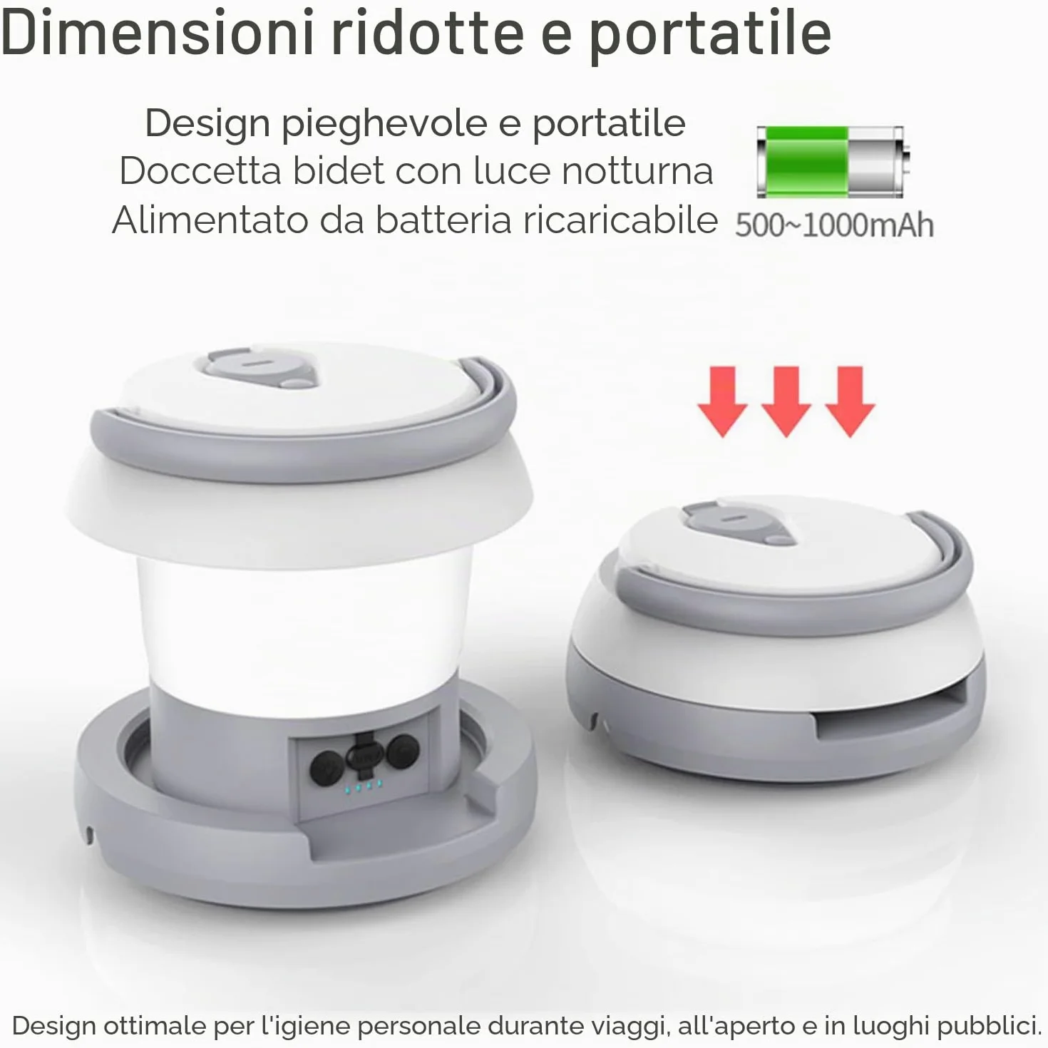 Zooma Bidet portatile, bidet elettrico, 1 l, da viaggio, bidet, doccetta per WC, attività all'aperto, campeggio, bottiglia spray a mano, perineale, per donne, uomini, bambini