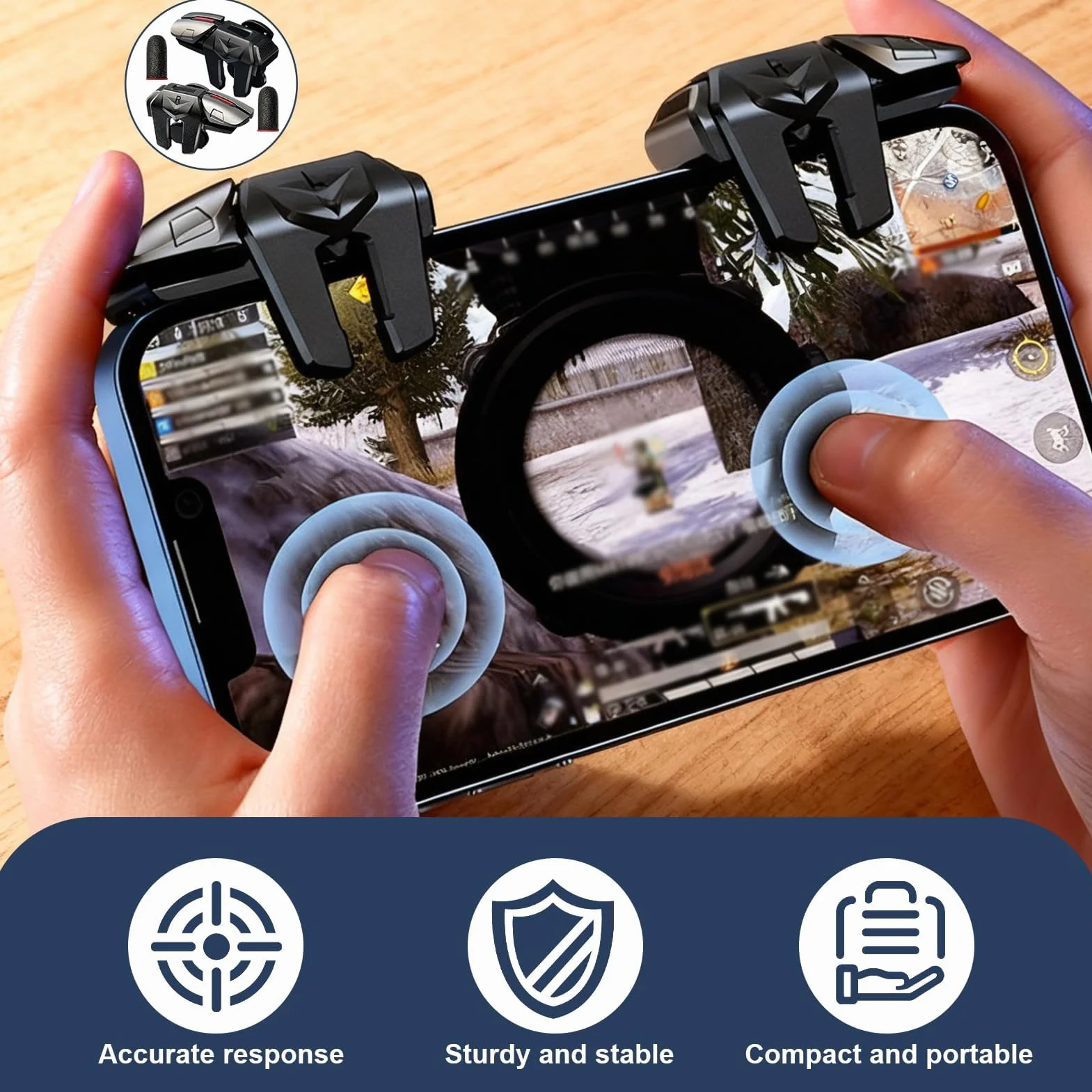 Uliwamowi Triggers 6 Dita Joystick Controller, Gioco Mobile Trigger, Trigger L1R1 L2R2 per iPhone Android, Controller Mobile con Grilletti Sensibili, Gamepad Gioco Ergonomico Smartphone