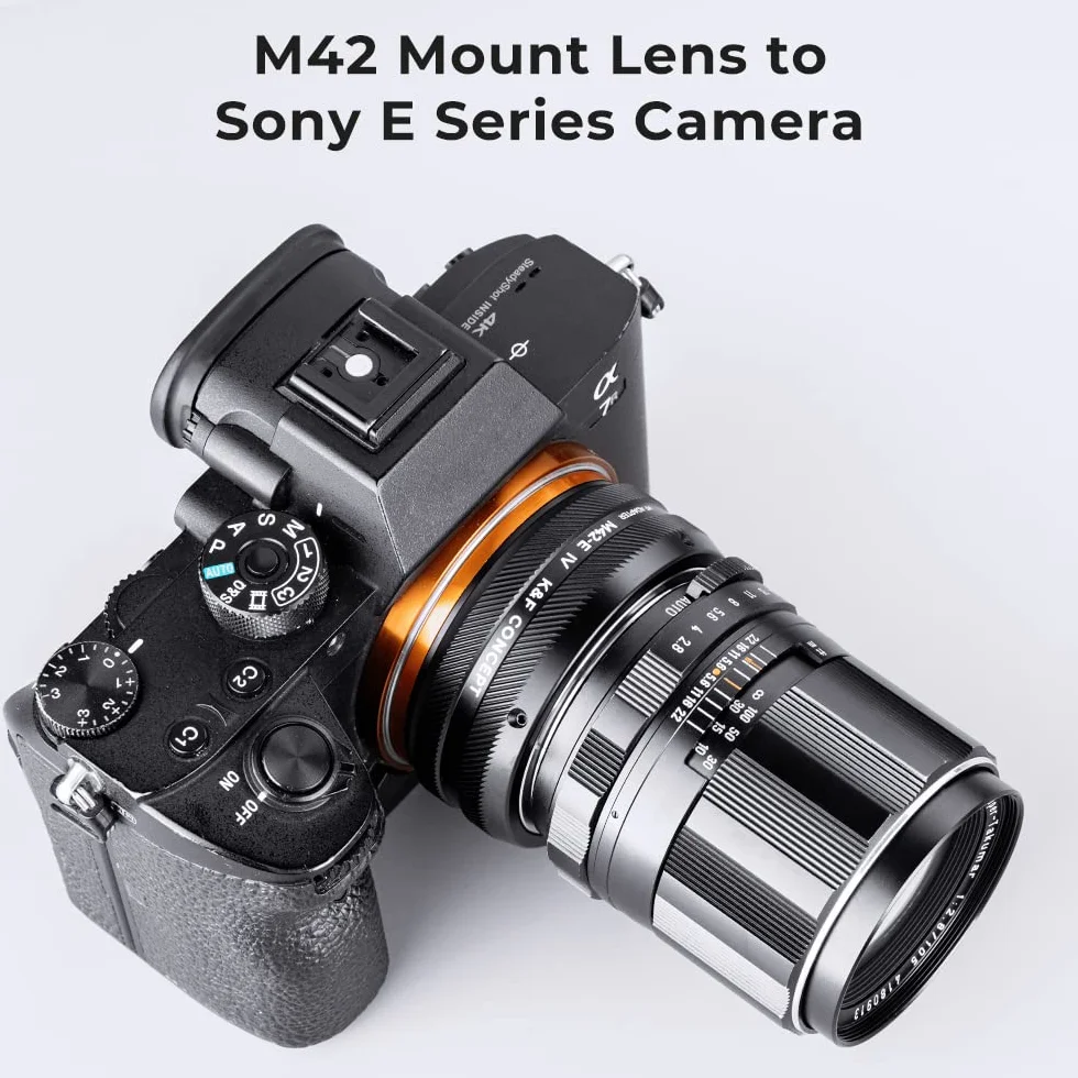 K&F CONCEPT Lente Mount Adattatore M42-NEX IV Manuale Fuoco: Compatibile con M42 Lente a Compatibile con Sony E Mount Corpo Fotocamera