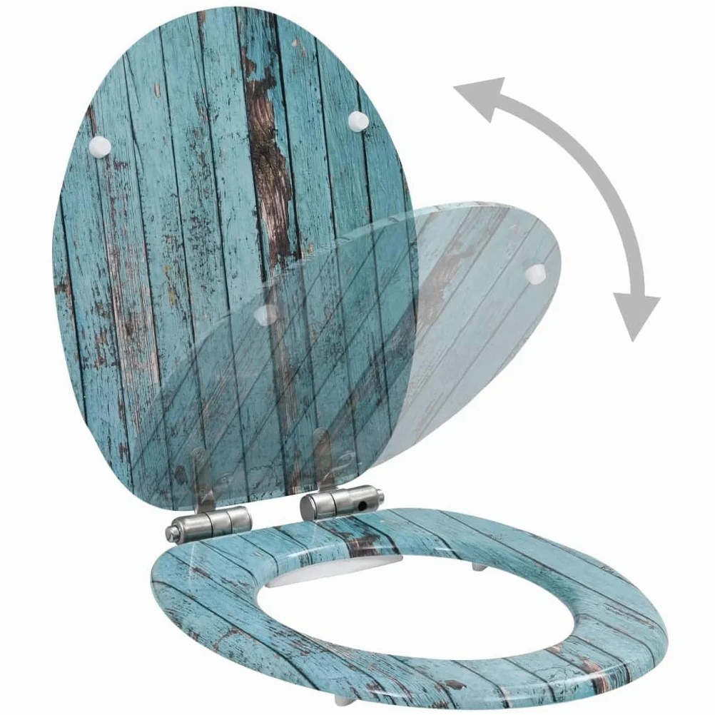 Tavoletta copriwater con abbassamento automatico, in MDF, design legno anticato, robuste cerniere in zinco cromato, larghezza regolabile 12-20 cm, adatto per comuni