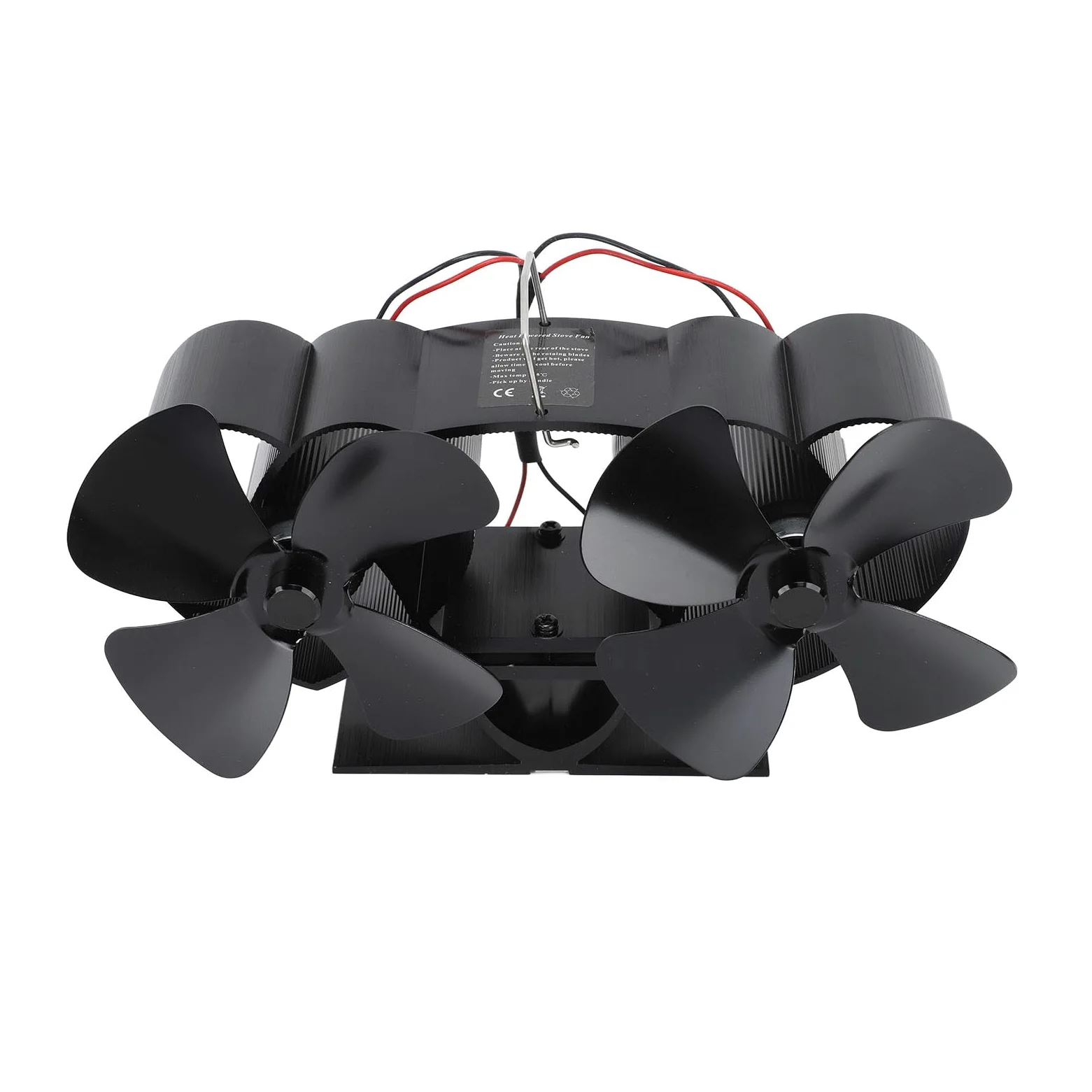 SIXRUN Ventilatore per Stufa Ventilatore per Stufa a Legna Alimentato a Calore Lega di Alluminio 4 Pale Ventola di Ricambio a Doppia Testa per a Cherosene a Legna Camino Riscaldamento Domestico