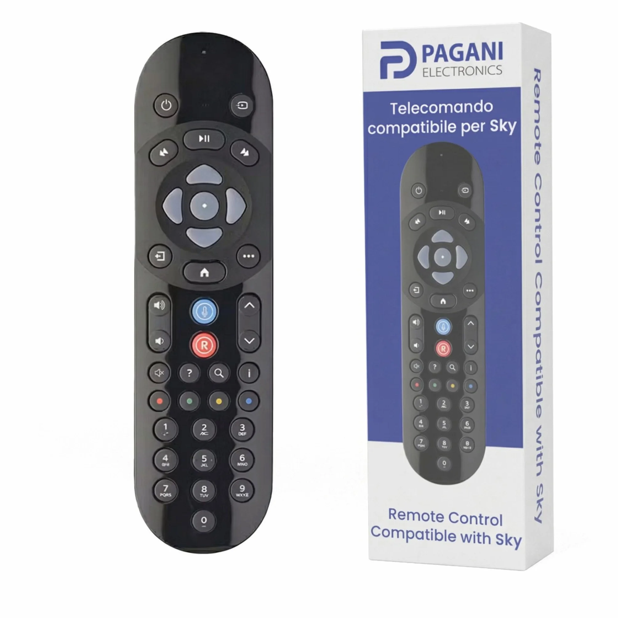 Telecomando Bluetooth Vocale Compatibile con SkyQ, Sky Q Mini, Platinum, Silver, 1TB e 2TB, Batterie Incluse, Facile Configurazione, Azienda Italiana, Qualità Testata in Italia