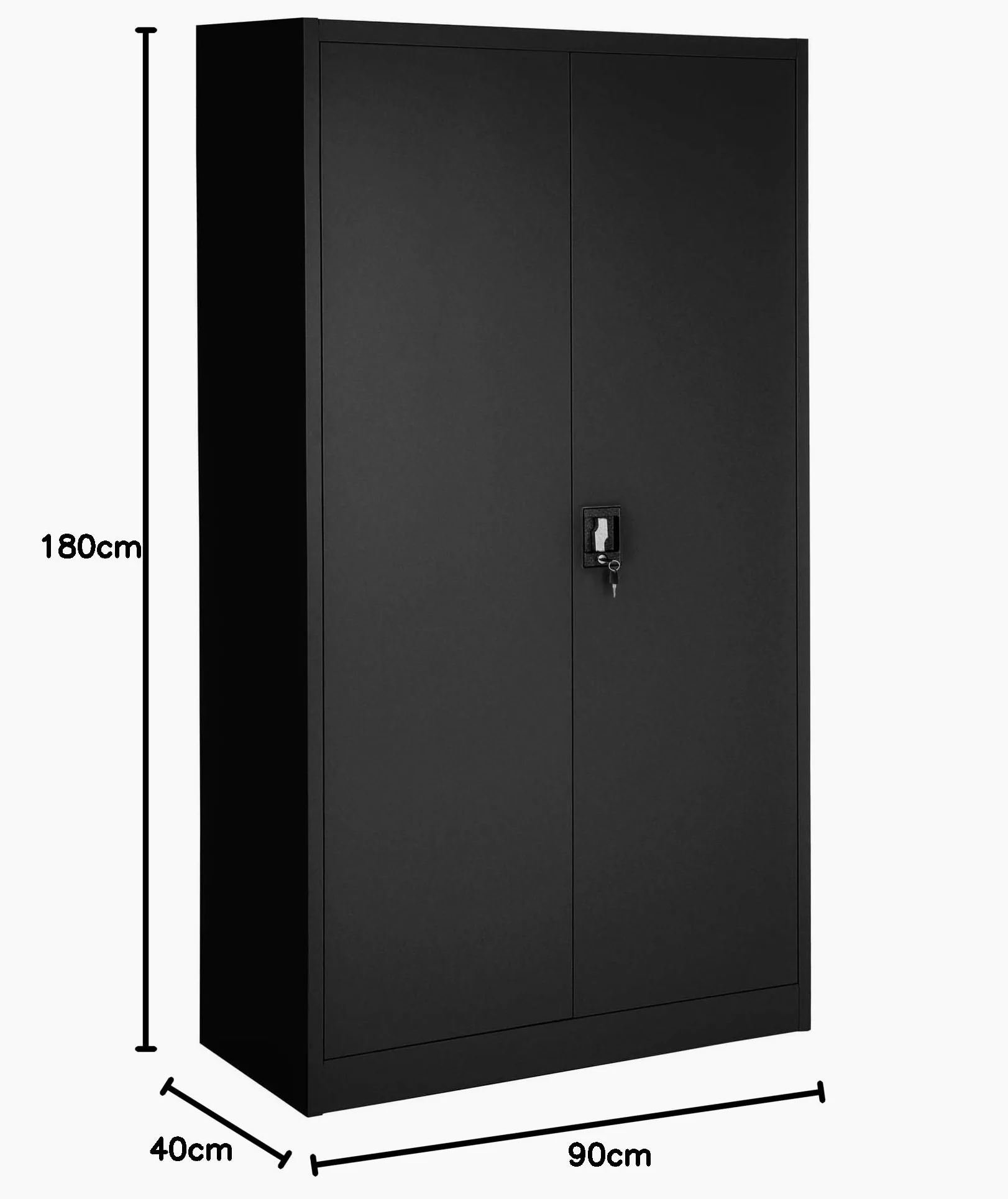tectake® Set di 2 Armadio Portadocumenti - 180 x 90 x 40 cm - Scaffale Metallo Garage, Armadi Chiudibil a 5 Scomparti, Ripiani Regolabili, Armadio Ufficio con Ante Rinforzate - Nero