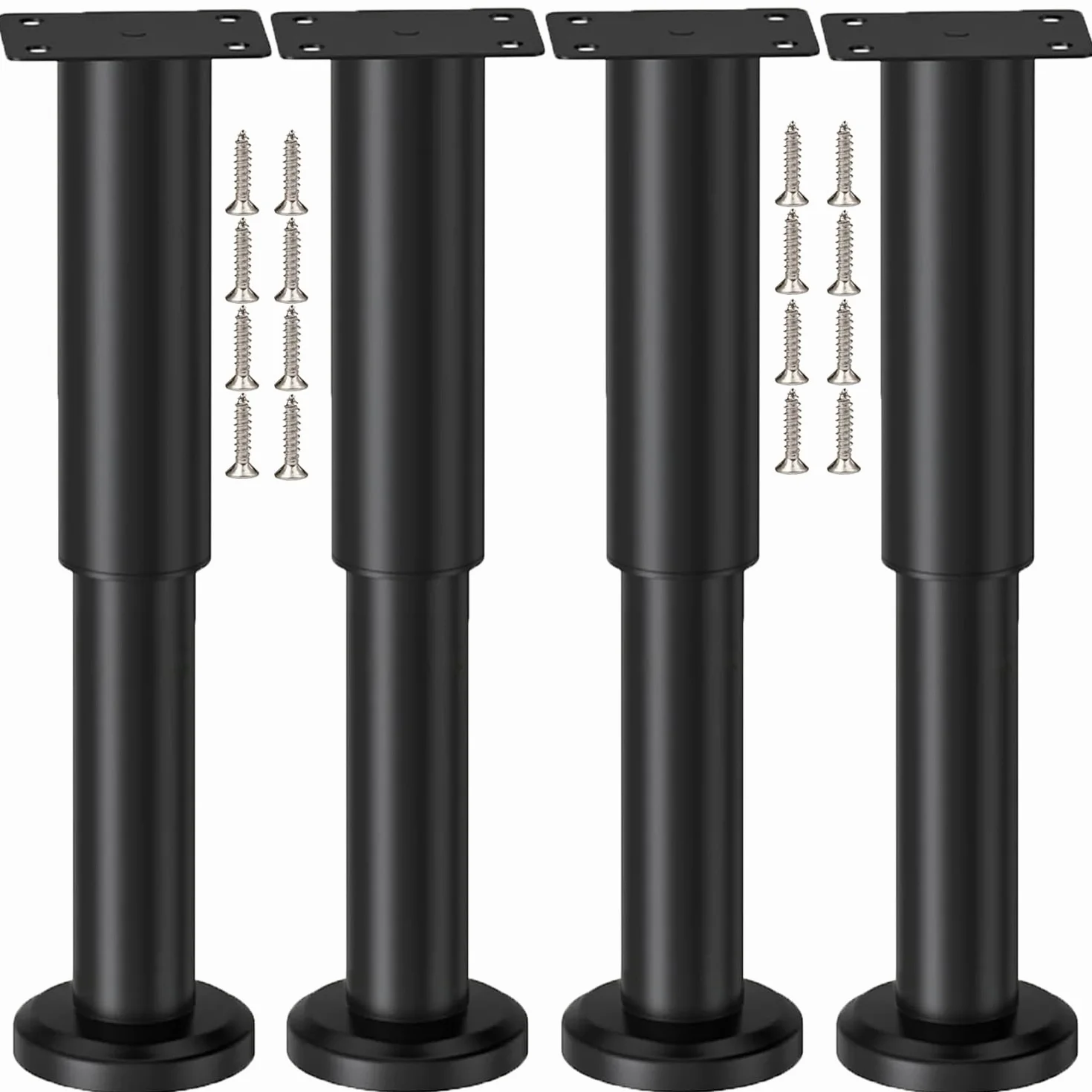 Piedini Regolabili per Mobili in Metallo 18-30cm 4 Pezzi con Viti