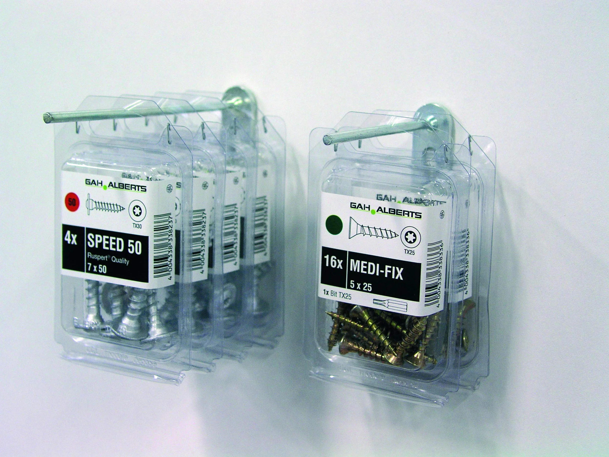 Alberts Gancio con piastra forata dritto zincato blu profondità 80 mm tondino acciaio Ø4 mm Set 25
