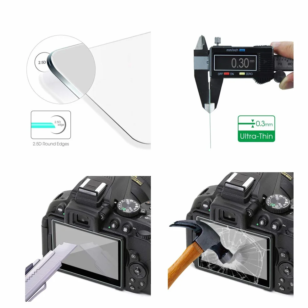 Komet WindSlayer - Custodia antivento in schiuma per parabrezza + pellicola protettiva in vetro (2 + 2 pezzi) compatibile con Hero 7, 6, 5 impermeabile fotocamera