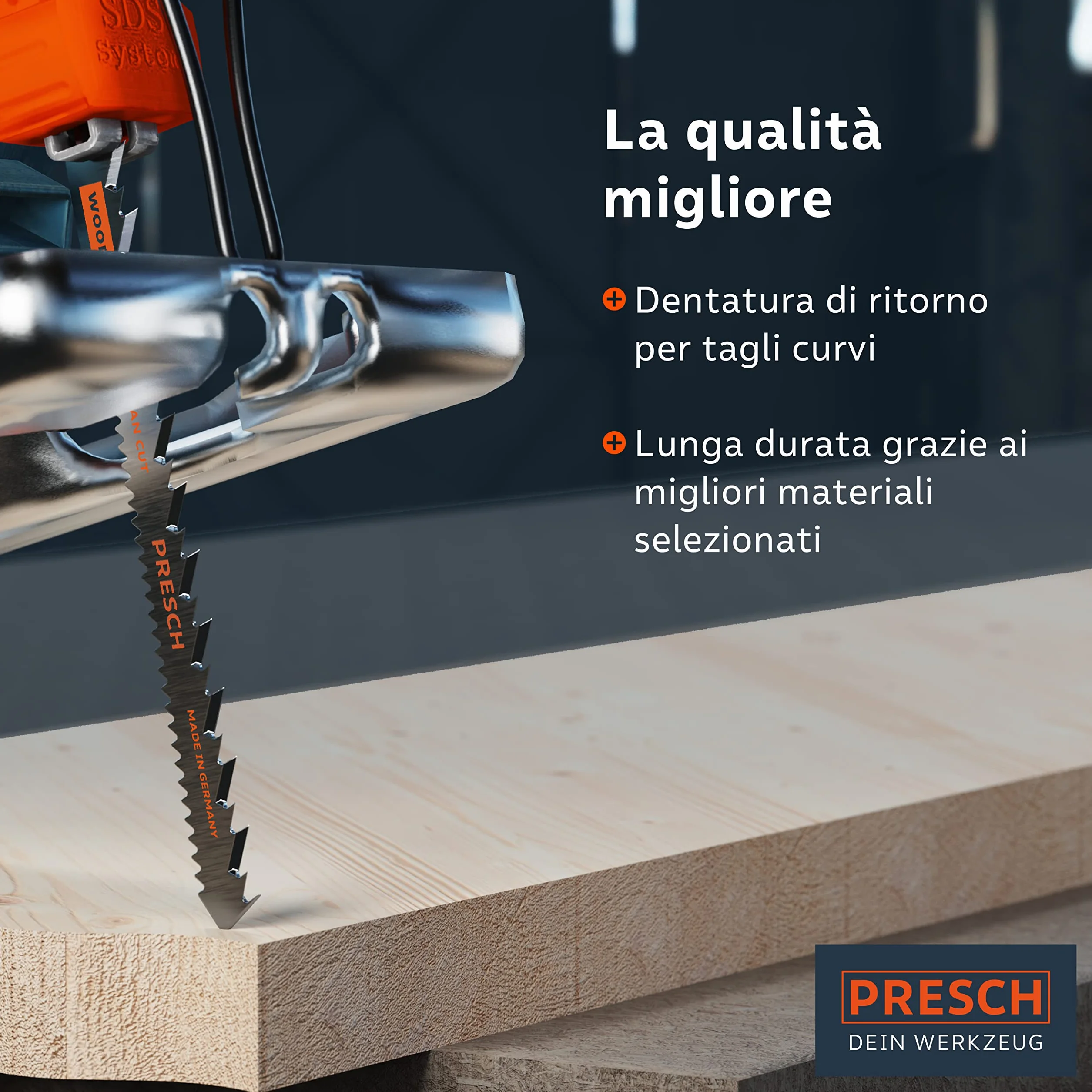Presch Lame seghetto alternativo Legno 10 pz. - Taglio curvo molto pulito (4-30mm) - Codolo a T di lunga durata, lame per tutti i seghetti alternativi - Lame per pannelli di legno