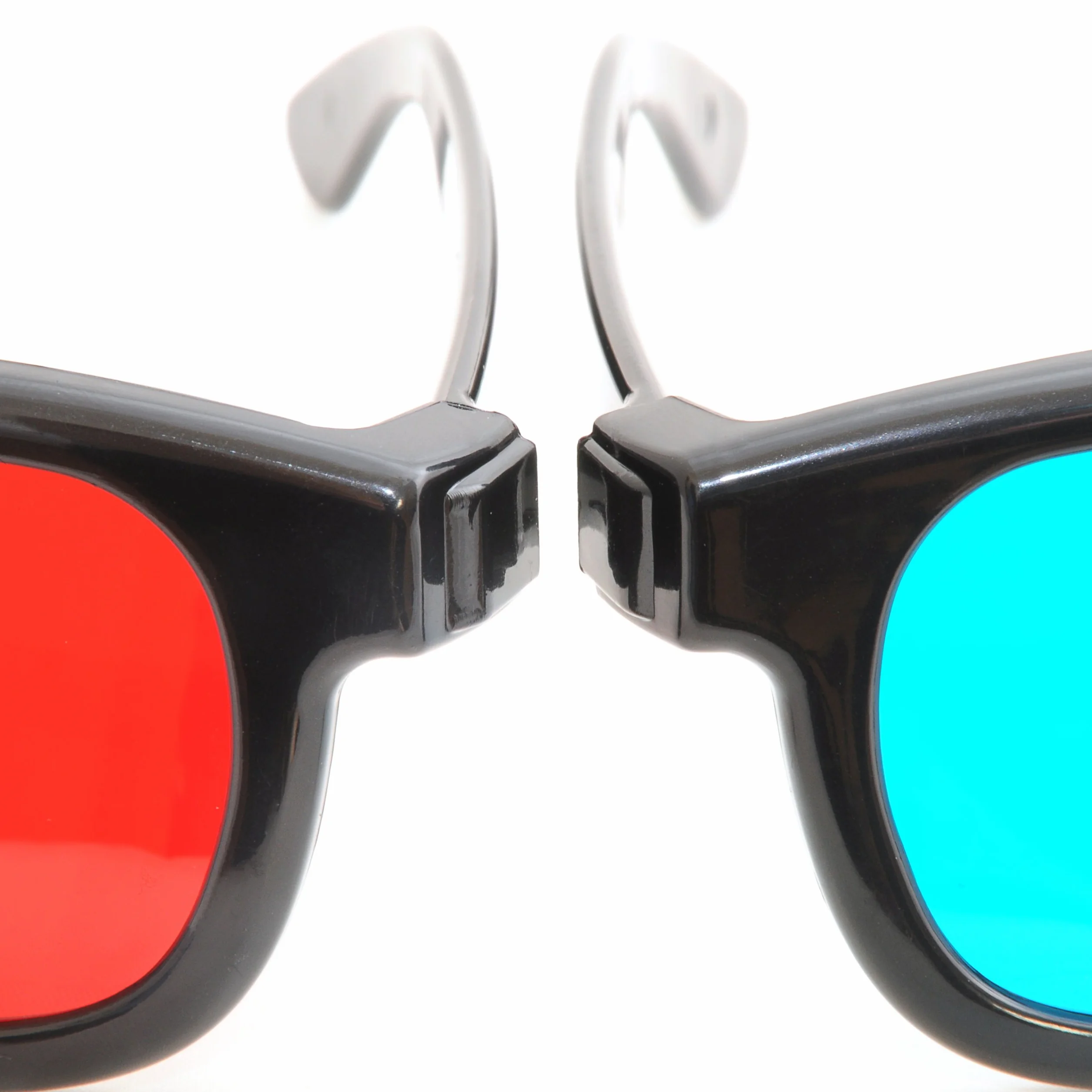 Ganzoo occhiali 3D anaglifi rosso ciano, montatura nera in plastica pieghevole con cerniere, per foto e video anaglifo su schermo, compatibili con TV monitor e giochi PC, set da 2, 15 cm, peso 21 g