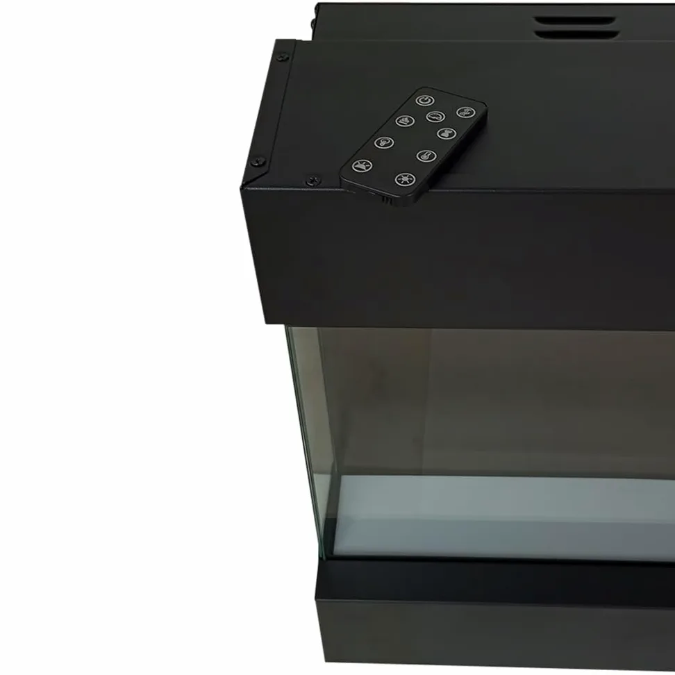Camino elettrico VELAR | Caminetto a parete da incasso | Stufa ventilata da 750W/1500W a basso consumo, con telecomando, timer, decorazione di tronchi e cristalli (Nero, 182cm)