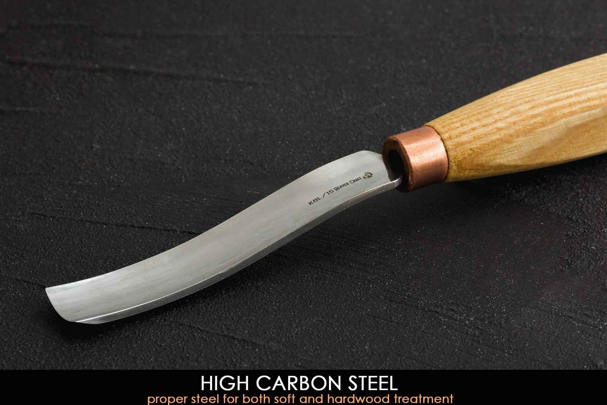 BeaverCraft Sgorbia per intaglio di cucchiai di legno Scalpello compatto K6L/15 Strumenti per intaglio del legno Intaglio della ciotola Lama in acciaio al carbonio Sgorbia radiale con manico in legno