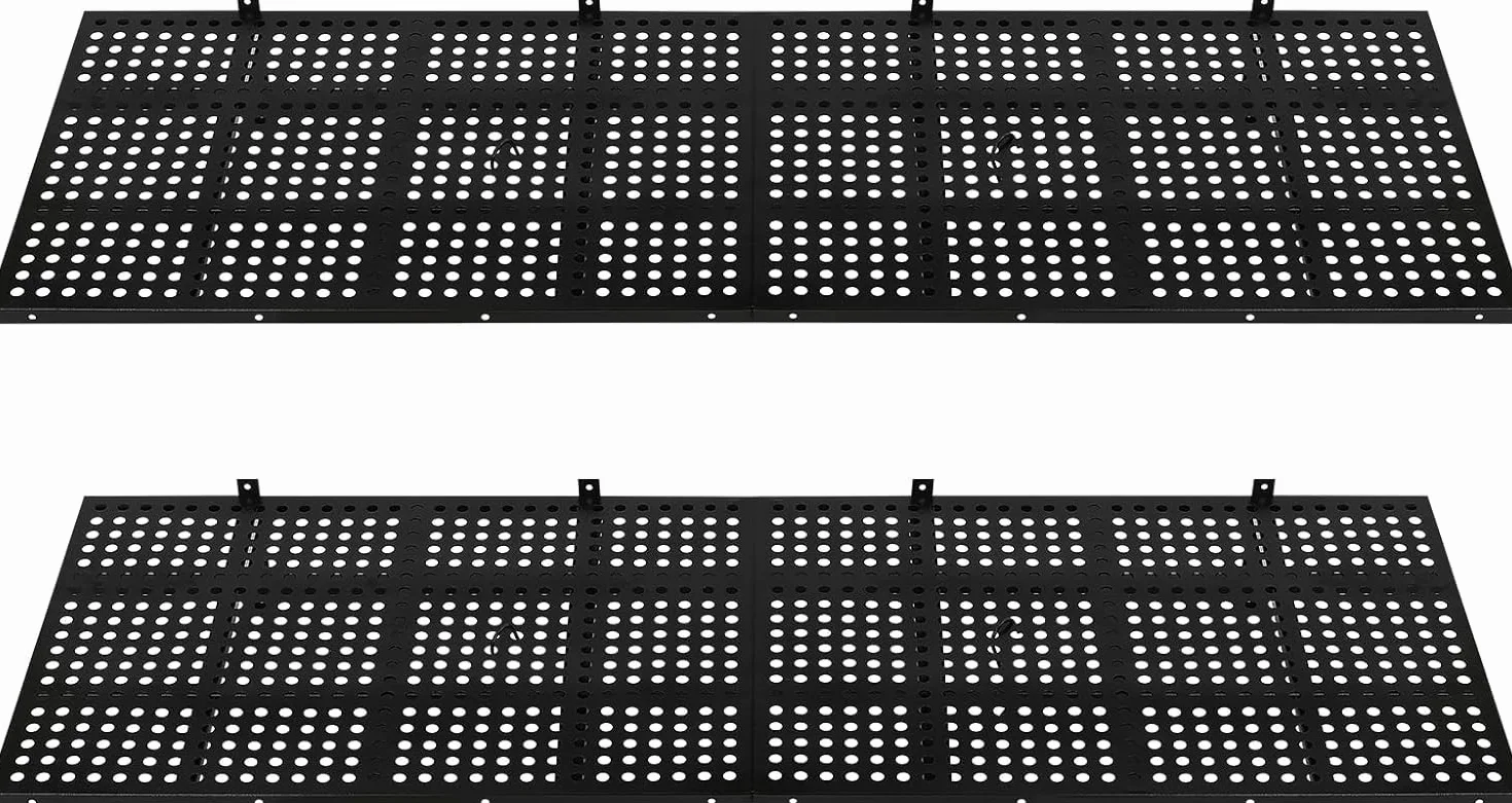 Scaffale da Parete per Garage, Confezione da 2, con 4 Ganci, capacità di carico di 560 libbre (Totale) (Nero, 72" x 24"/ciascuno)