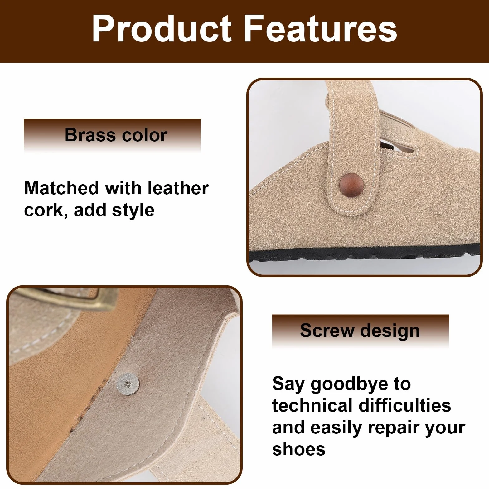 8 Pezzi Rivetti di Ricambio per Boston Scarpe Clogs in Lega di Zinco Bronzo
