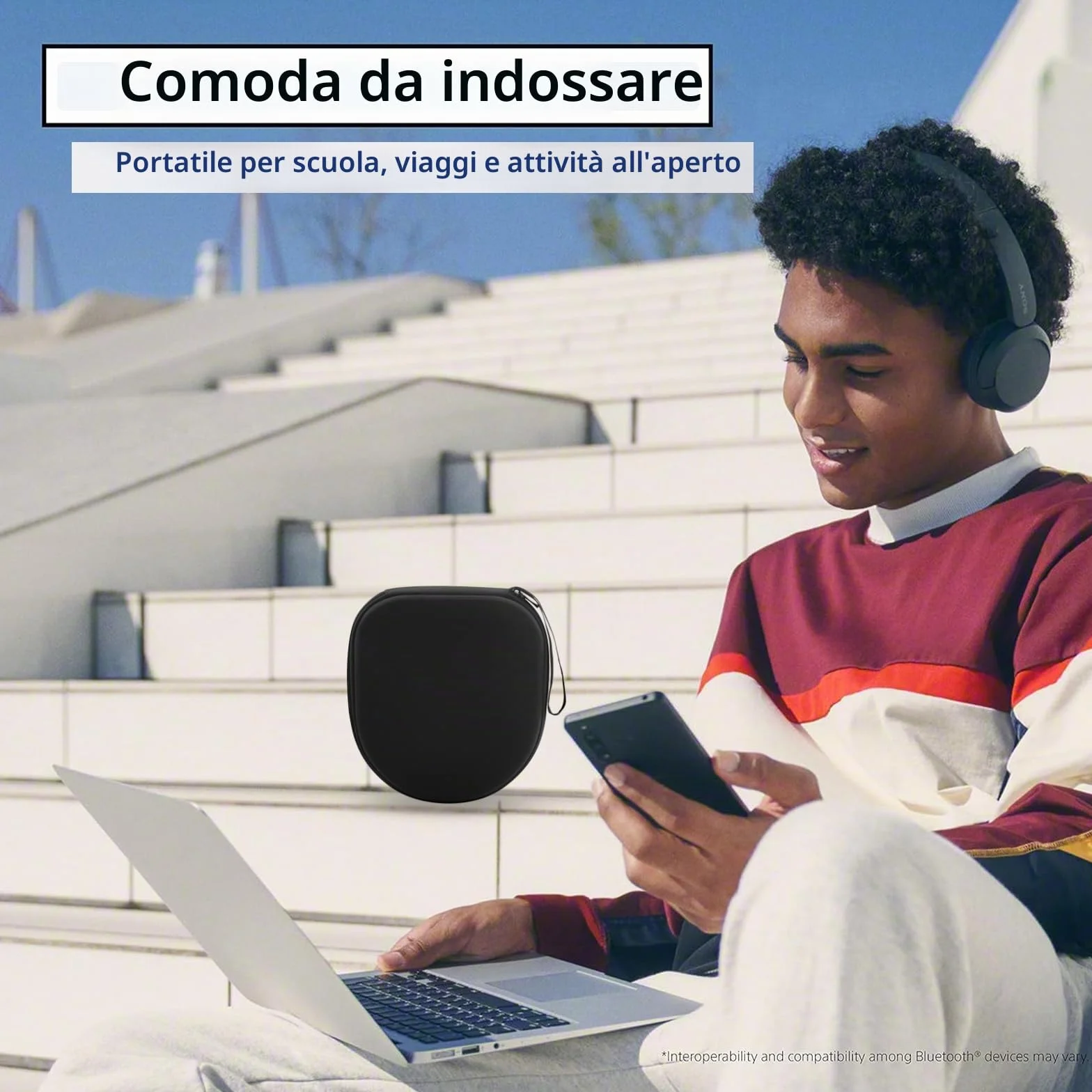 Borsa compatibile con JBL Tune 510BT 520BT 500 720 BT 770 NC 760 NC, Sony WH-CH520 WH-CH720N, cuffie wireless con cancellazione del rumore, custodia portatile per cuffie da viaggio (Nero)